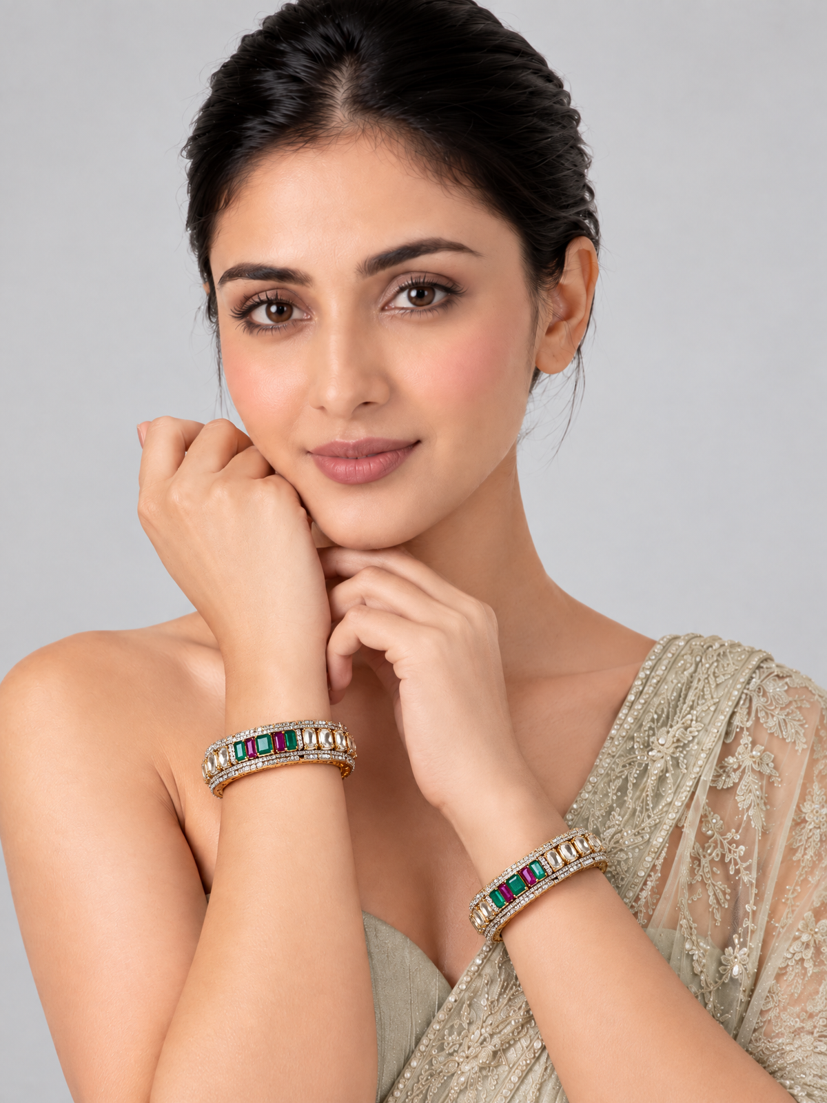 Multicolor Moissanite Polki Bangles