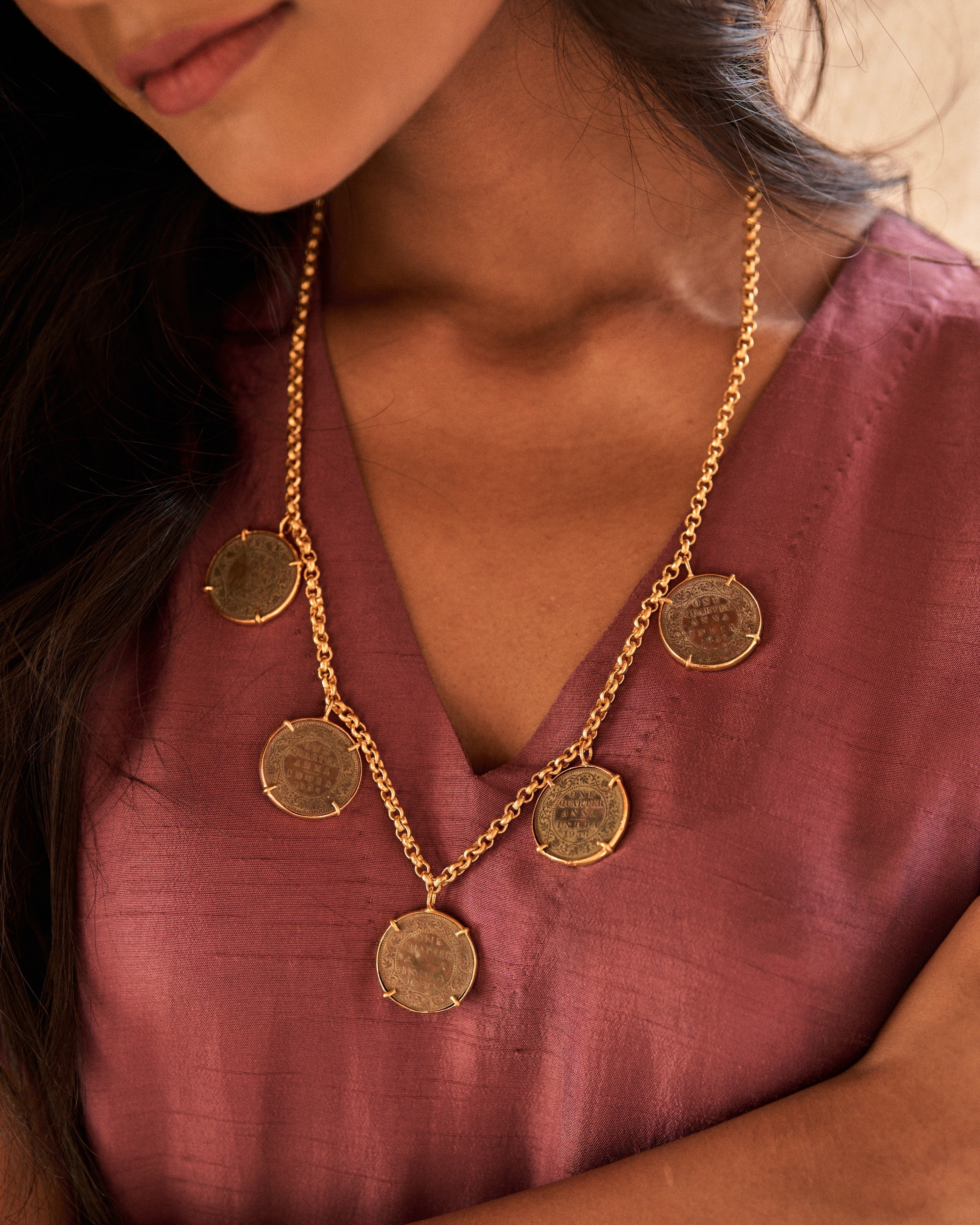 trueBrowns 22K Gold-Plated Coin Necklace