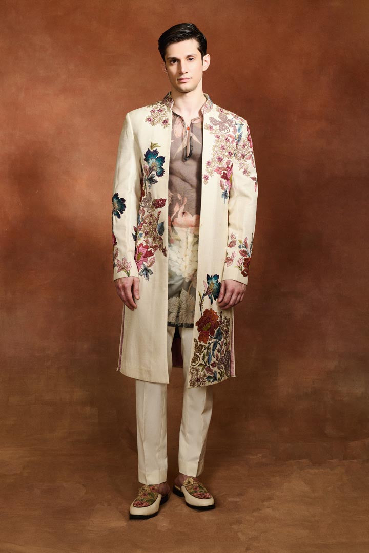 IVORY EMBROIDERED SHERWANI  SET