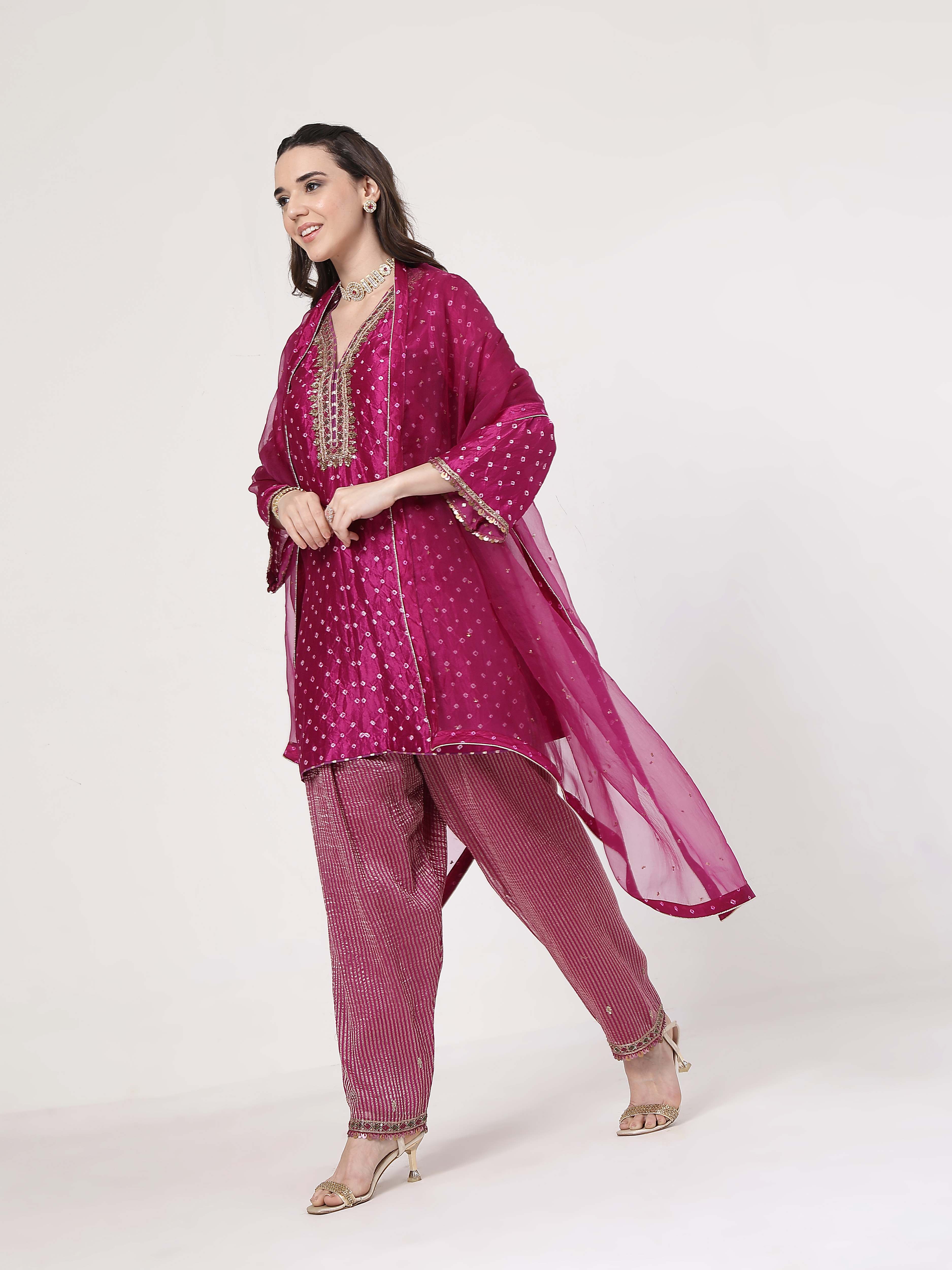 Violet Bandhani Salwar Set