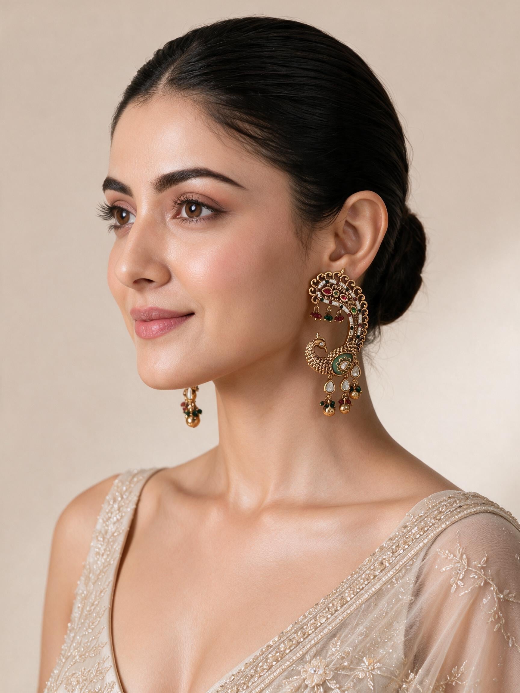 Multicolour Peacock Statement Earrings