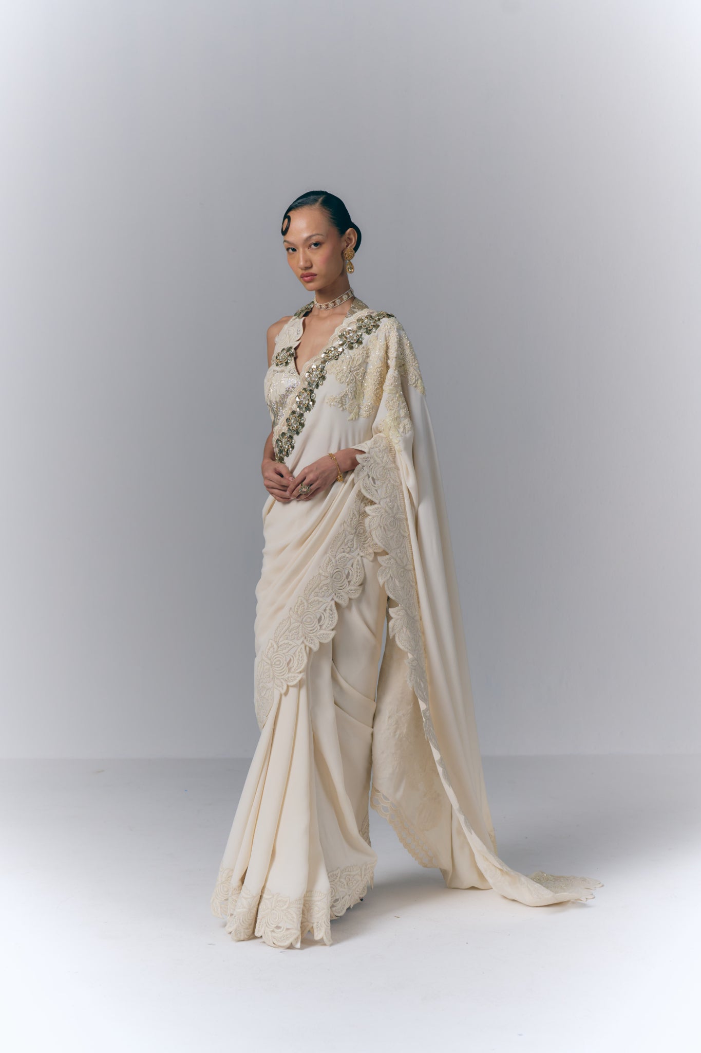 Ivory Pearl Saree
