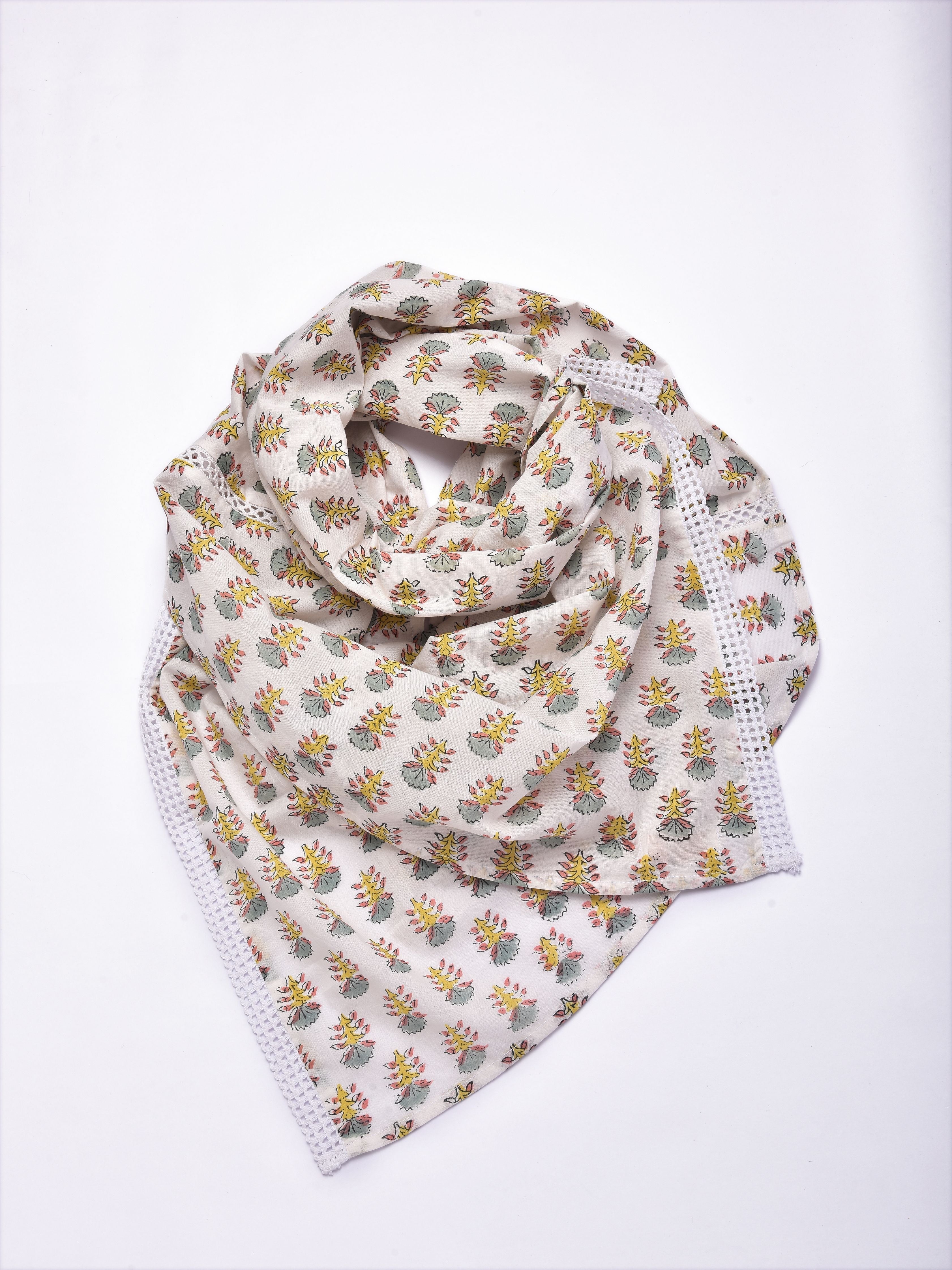 Multi Floral Booti Print Cotton Stole