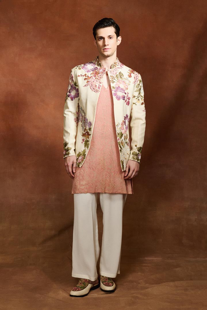 IVORY EMBROIDERED BHANDGALA SET