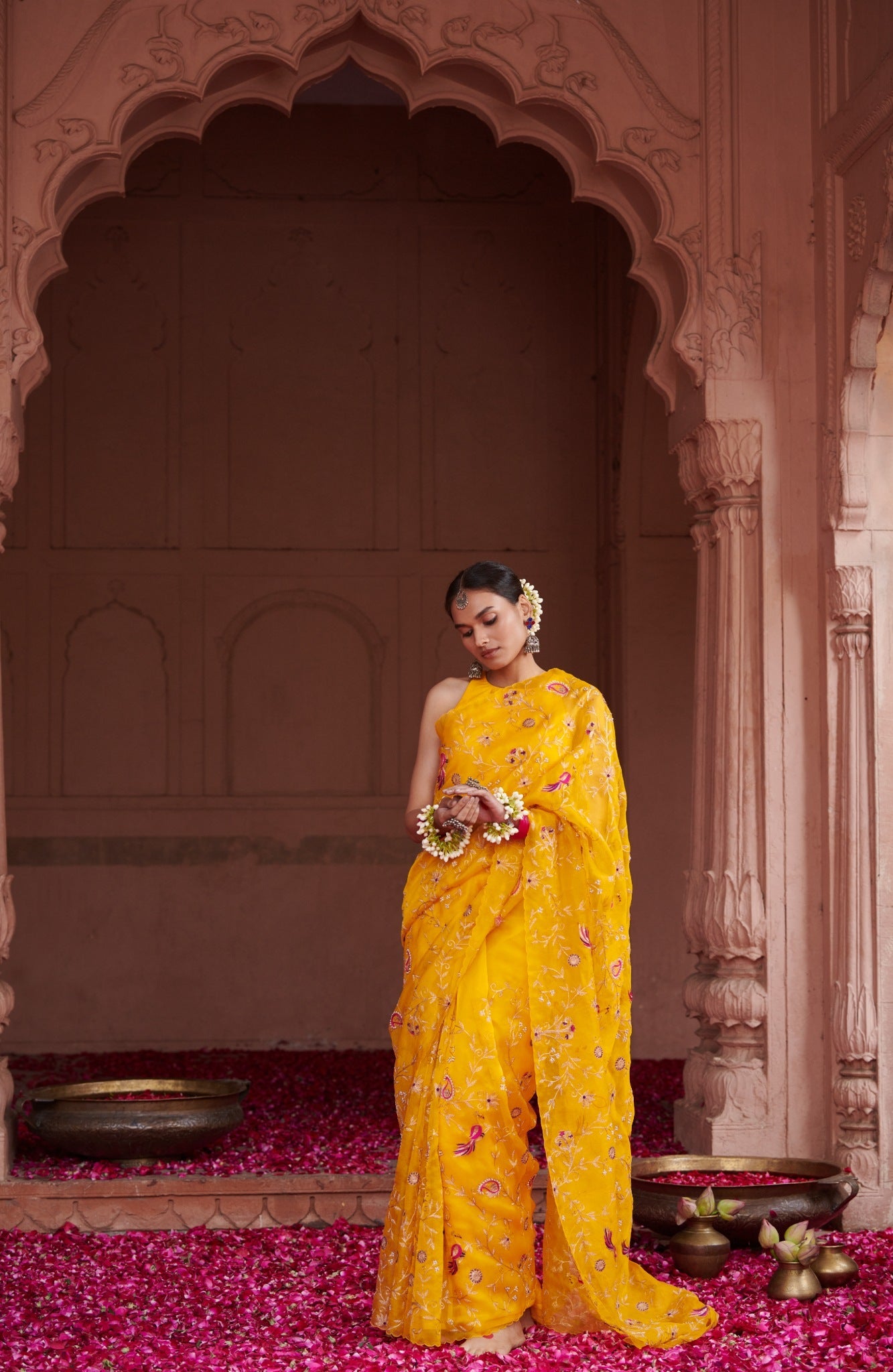 organza jaal saree