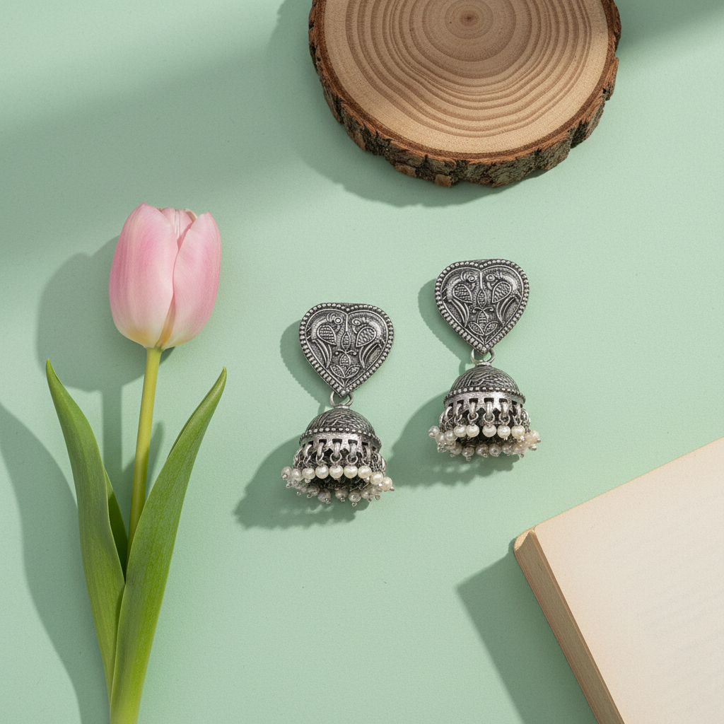 Sangeeta Boochra Oxidised Silver Handcrafted Statement Earrings