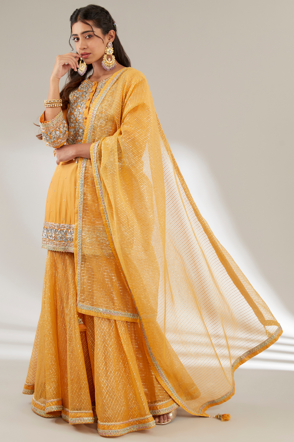 Mango Manvi Embroidered Opada Silk Garara Set for Festive Events
