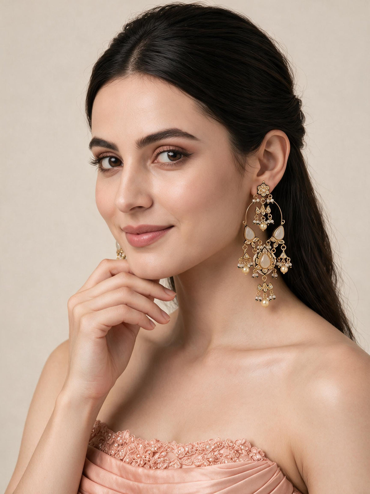 Kundan Statement Drop Earrings