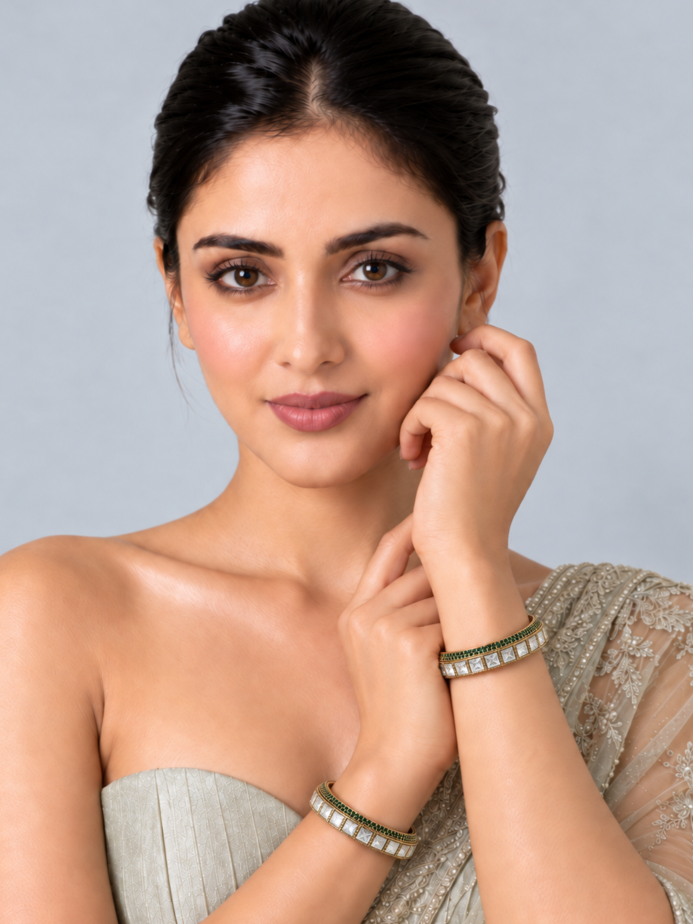 Emerald Edge Moissanite Polki Bangles
