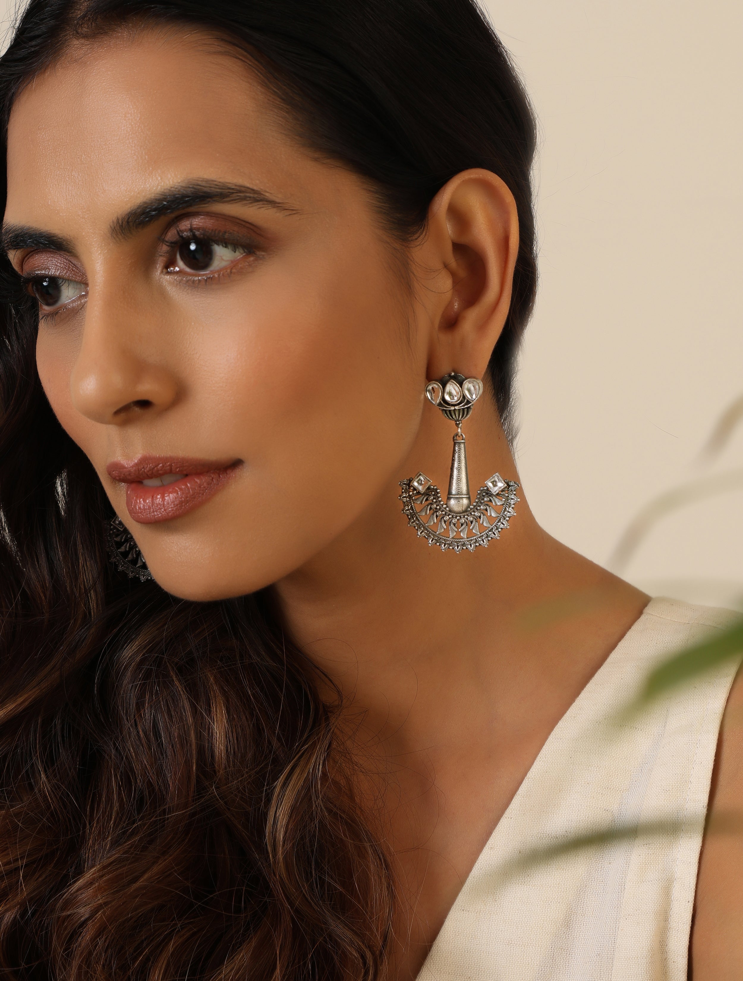 trueBrowns Silver ChandBaali Earrings