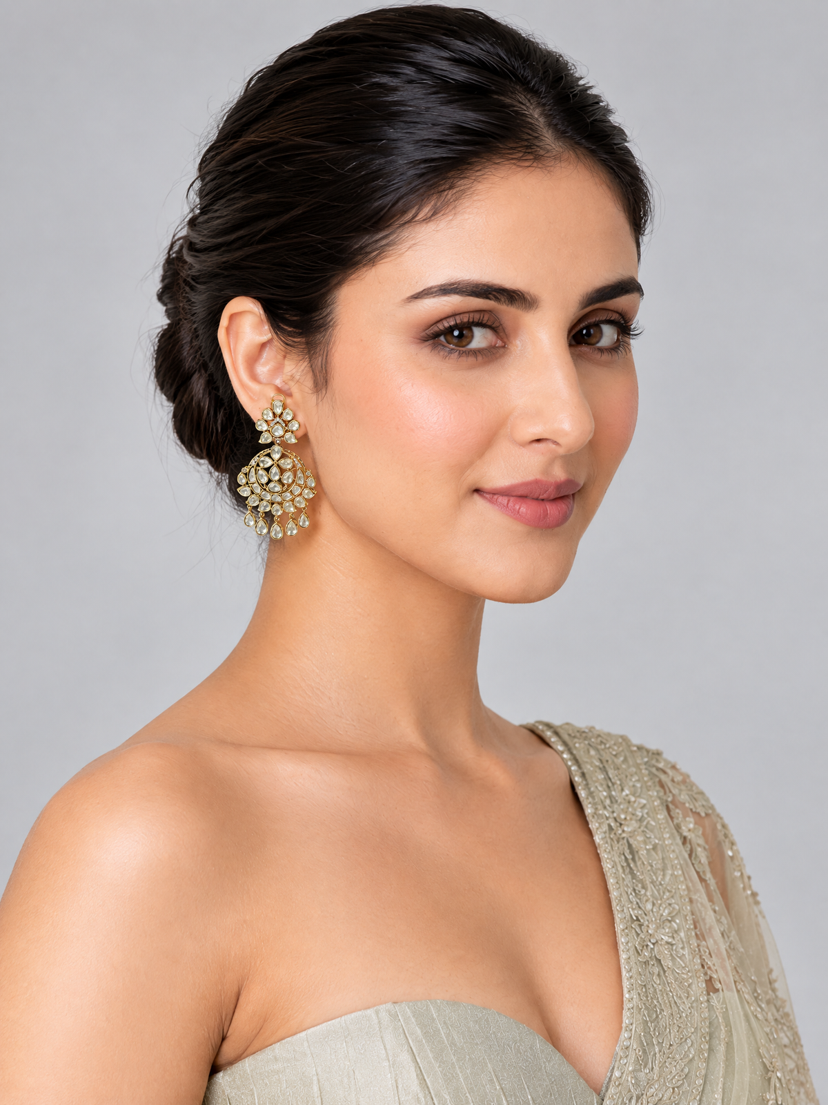 Moissanite Polki Statement Drop Earrings