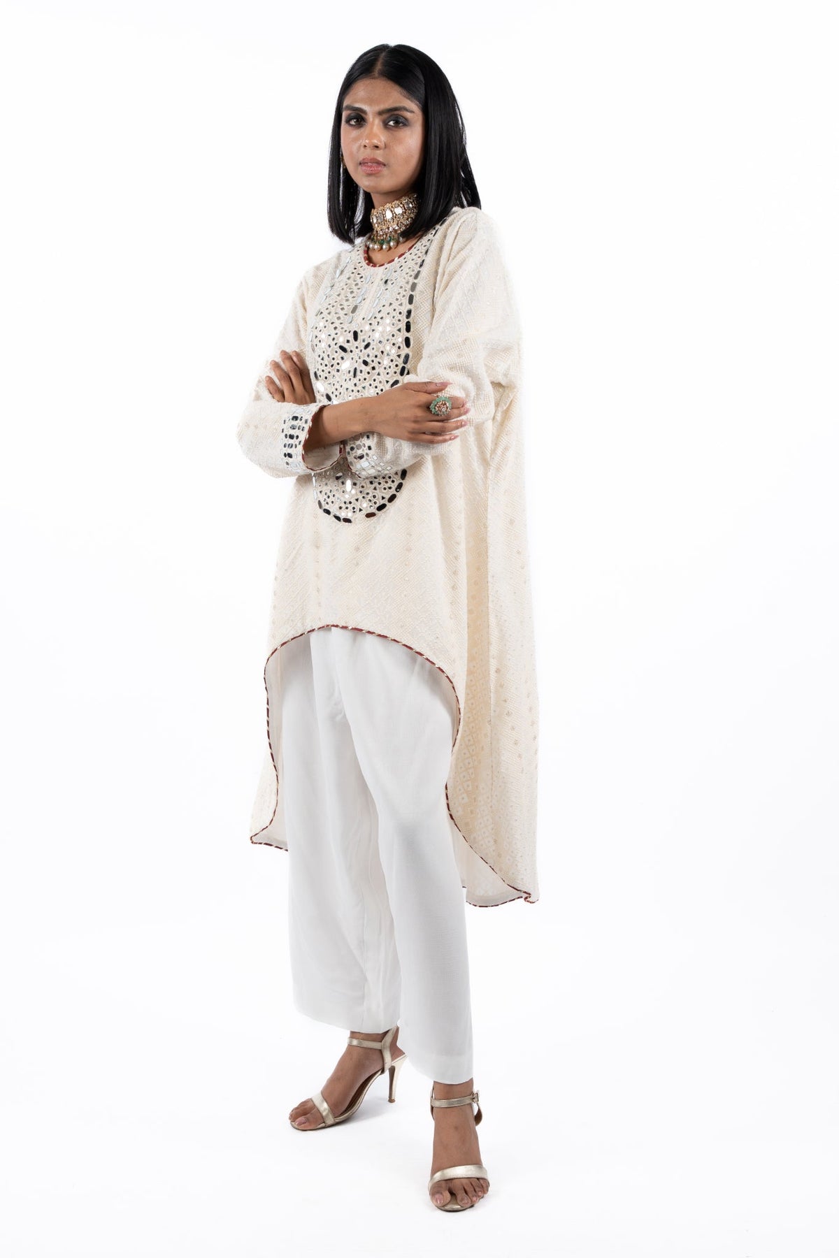 Ivory Luxe Mirror-Embellished Kurta Set