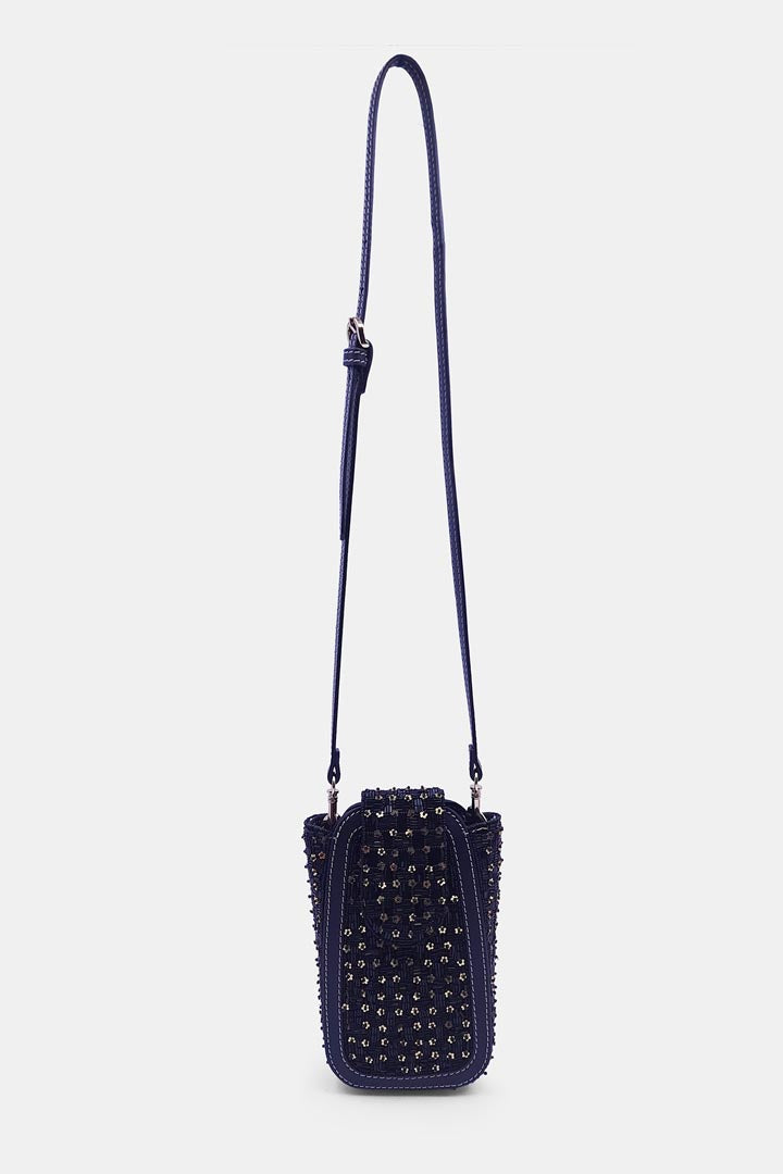 Black  Embellished Beaded Ditsy Flower clutch bag