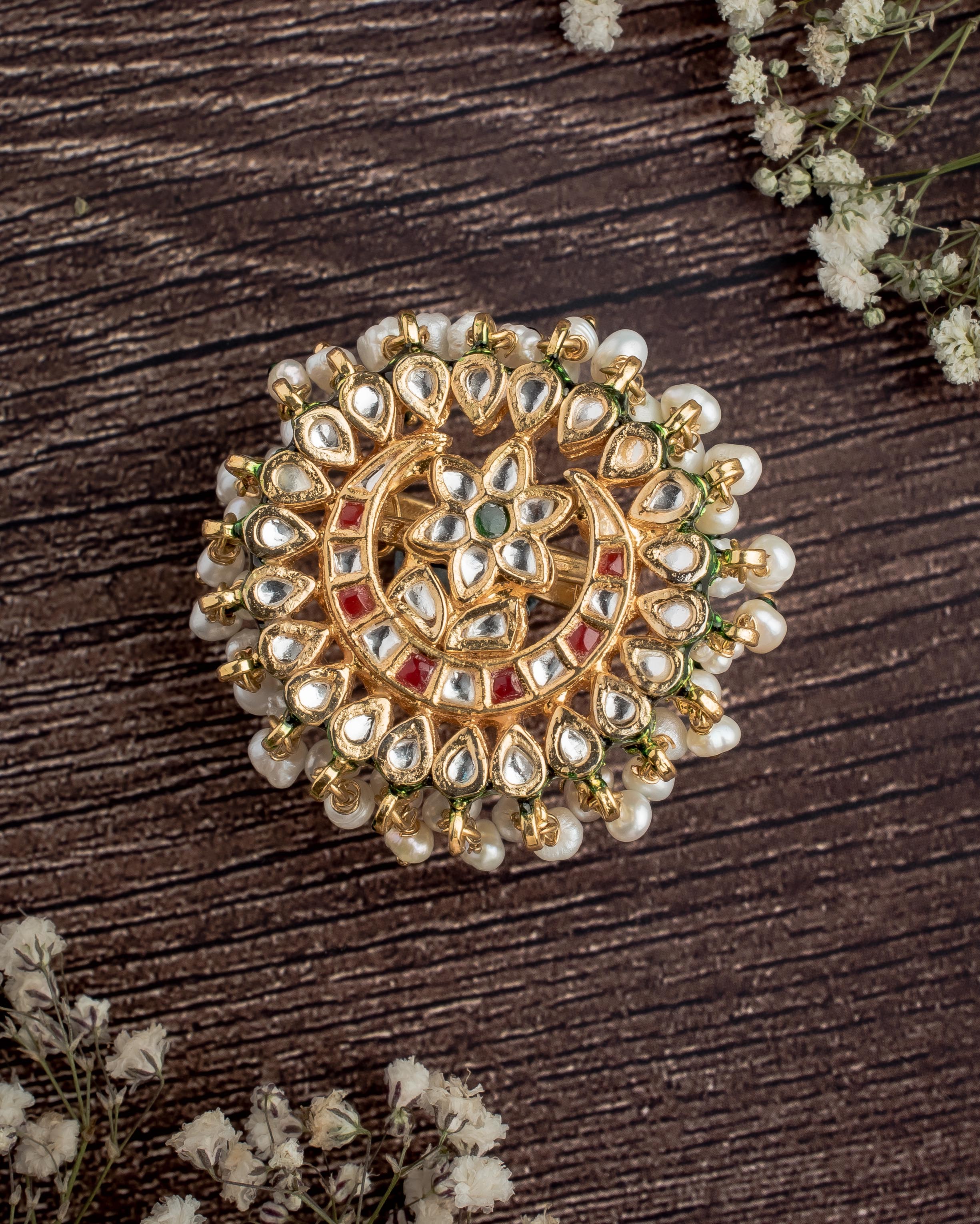 vivinia BY VIDHI MEHRA Saadgi Green Green Womens Kundan, Polki Ring