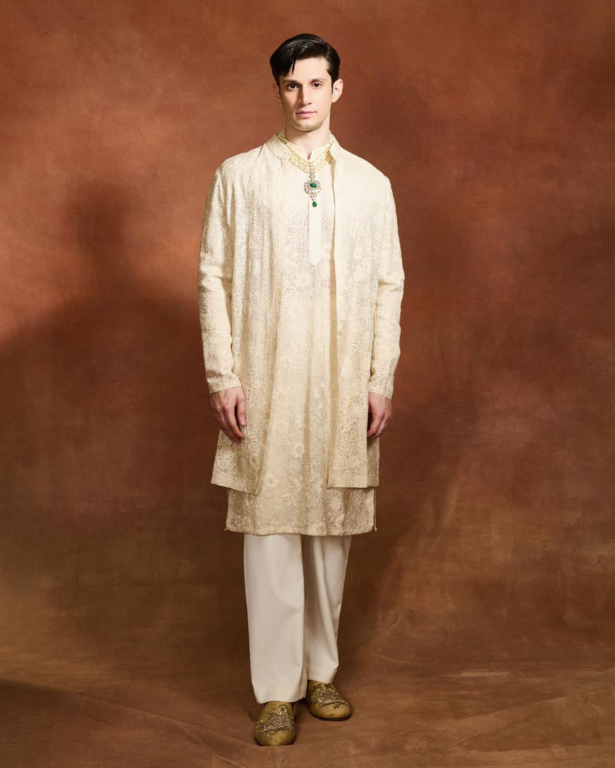 IVORY LAYERED KURTA SET