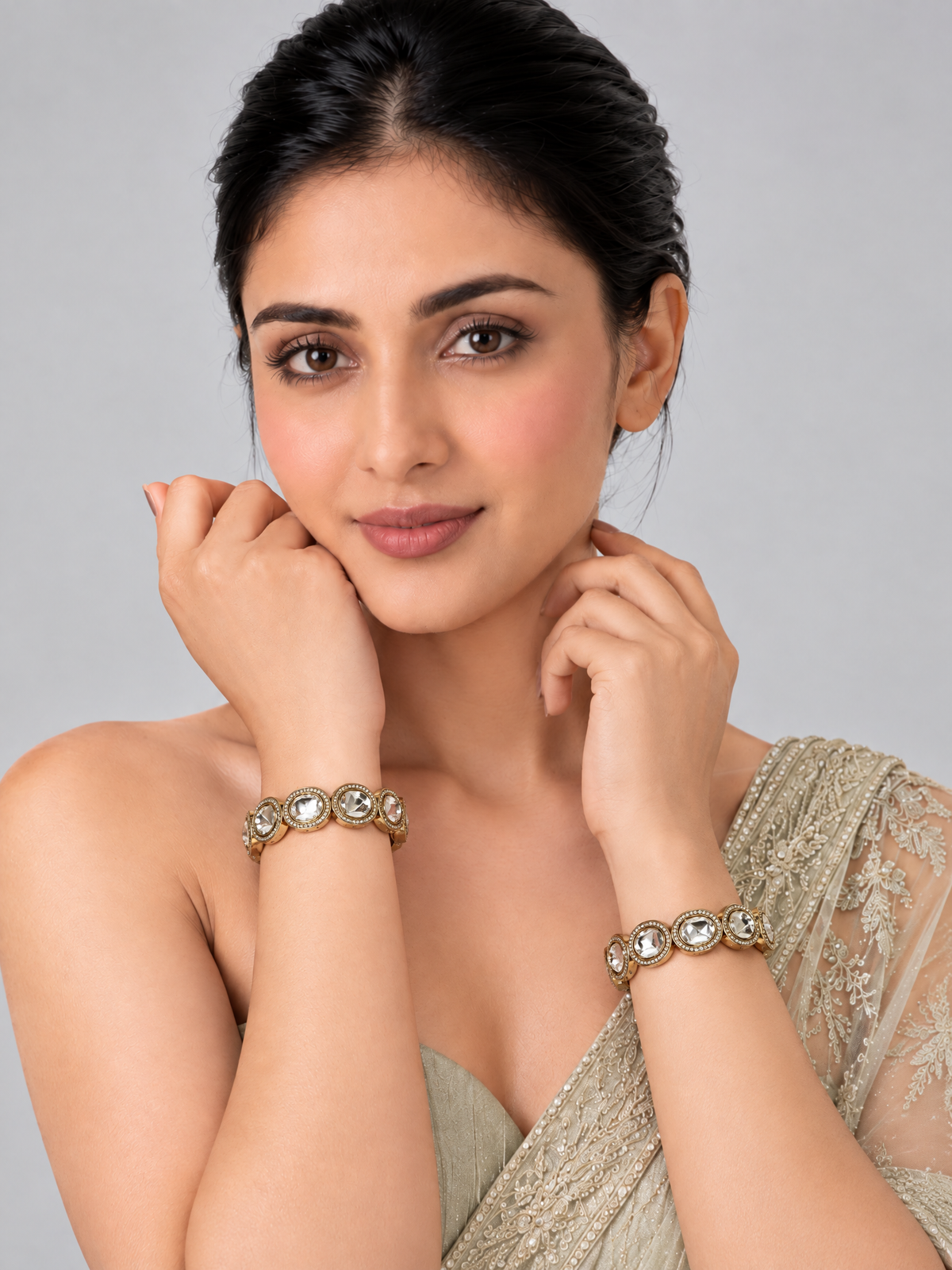 Classic Moissanite Polki Statement Bangles