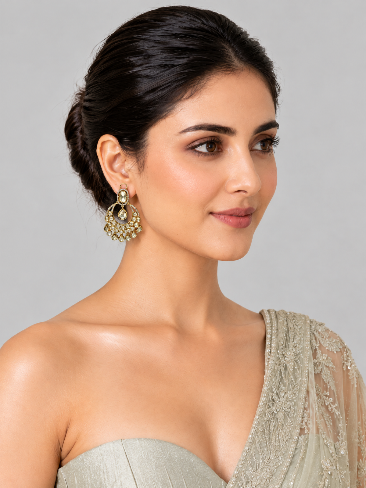 Moissanite Polki Statement Earrings