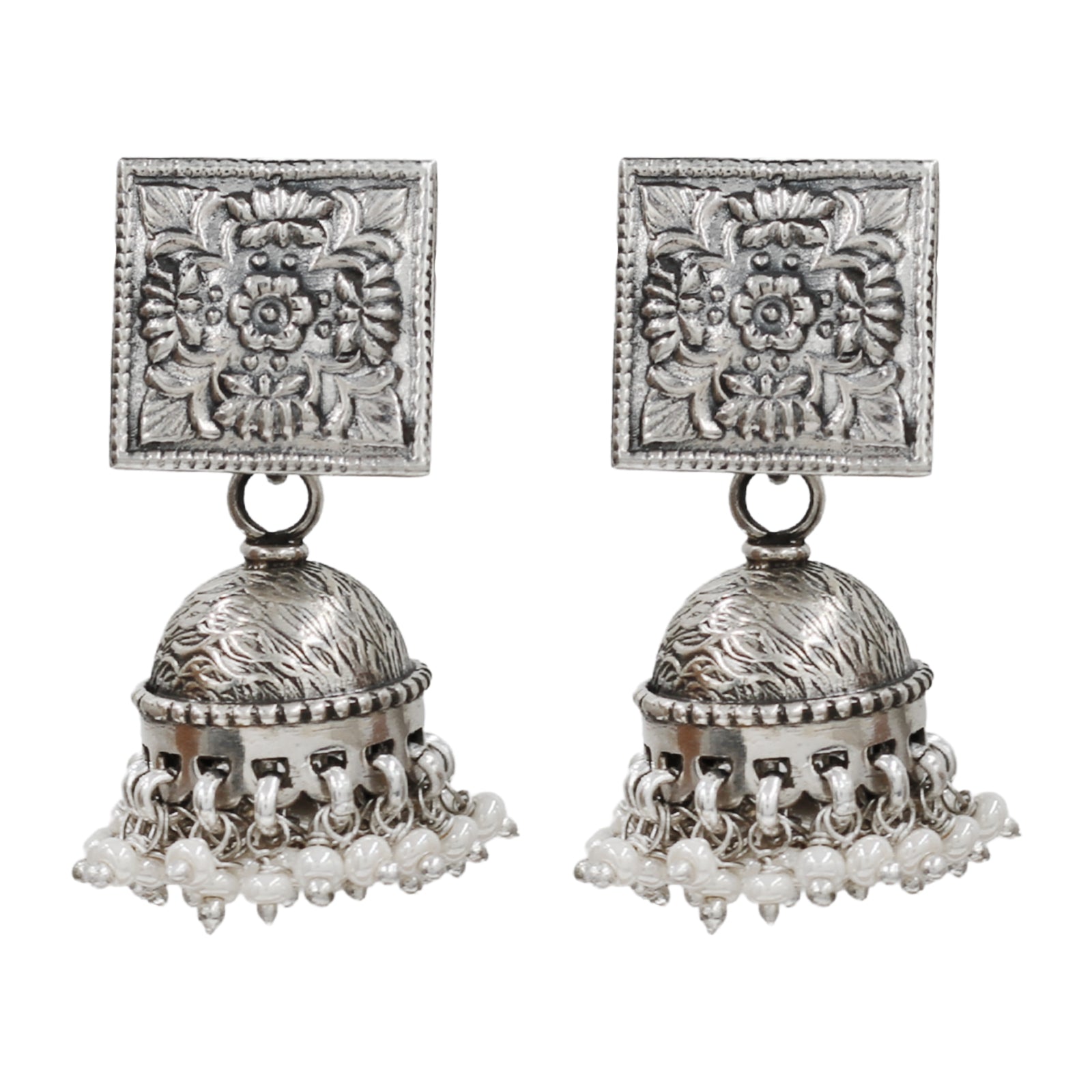 Sangeeta Boochra Statement Oxidised Silver Jhumka Earrings