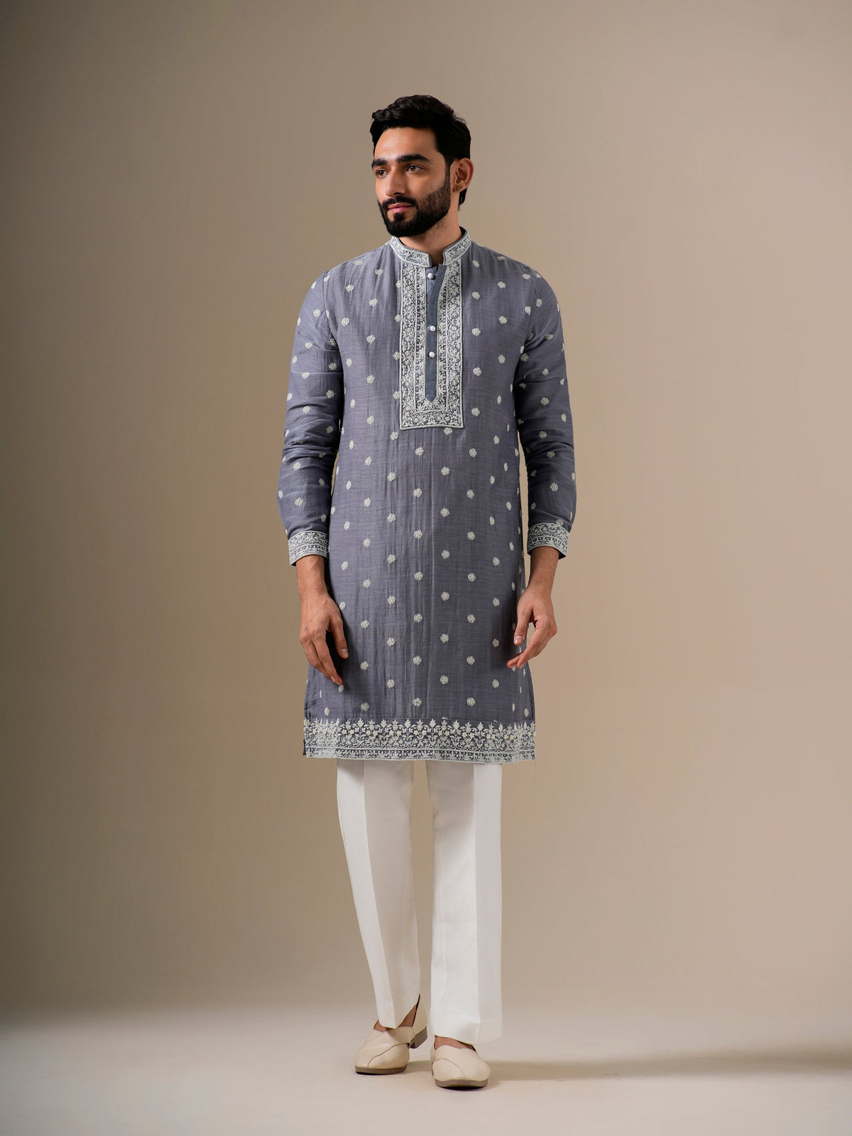Grey Fleur Kurta Set
