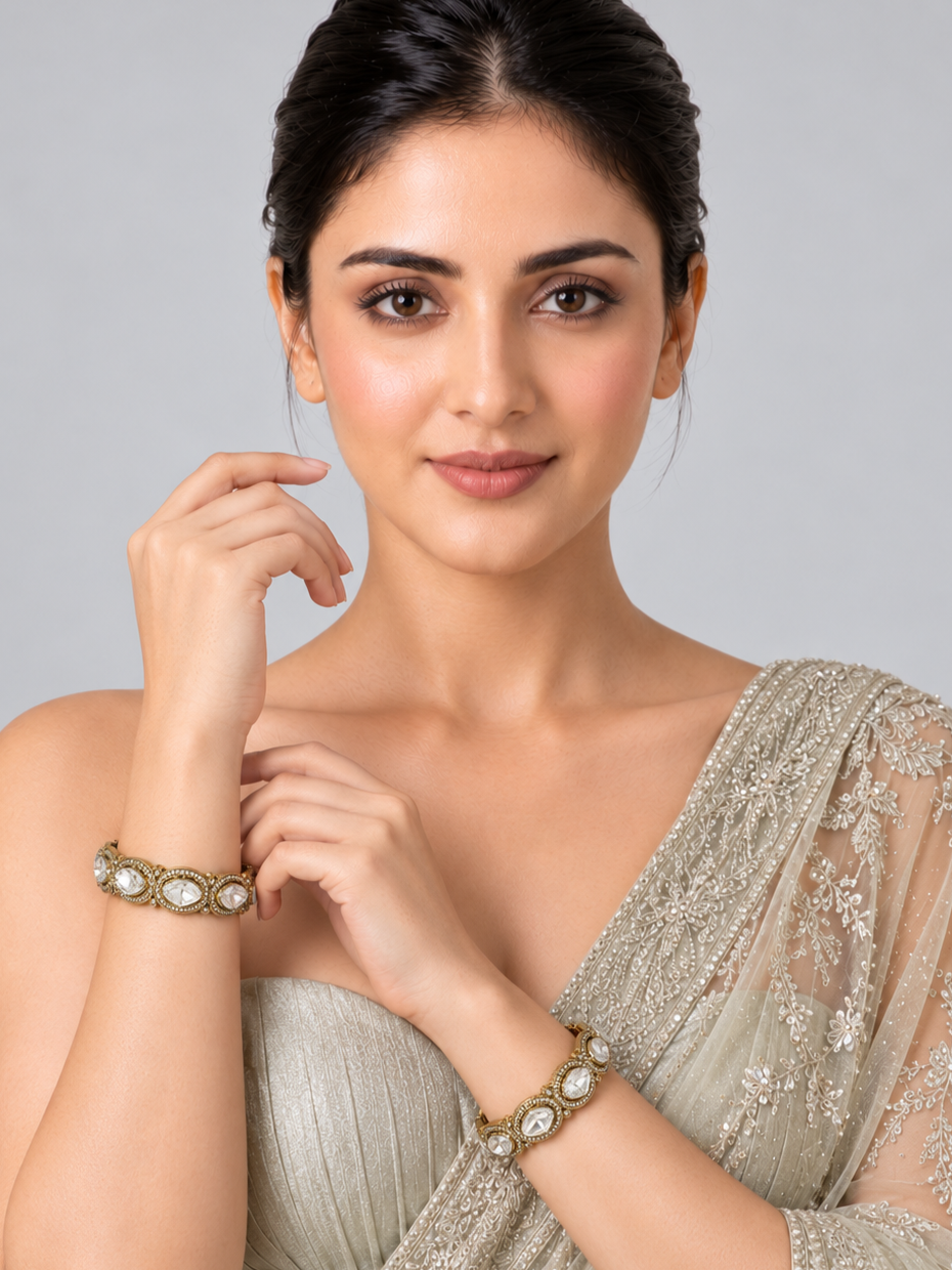 Moissanite Polki Stone Bangle