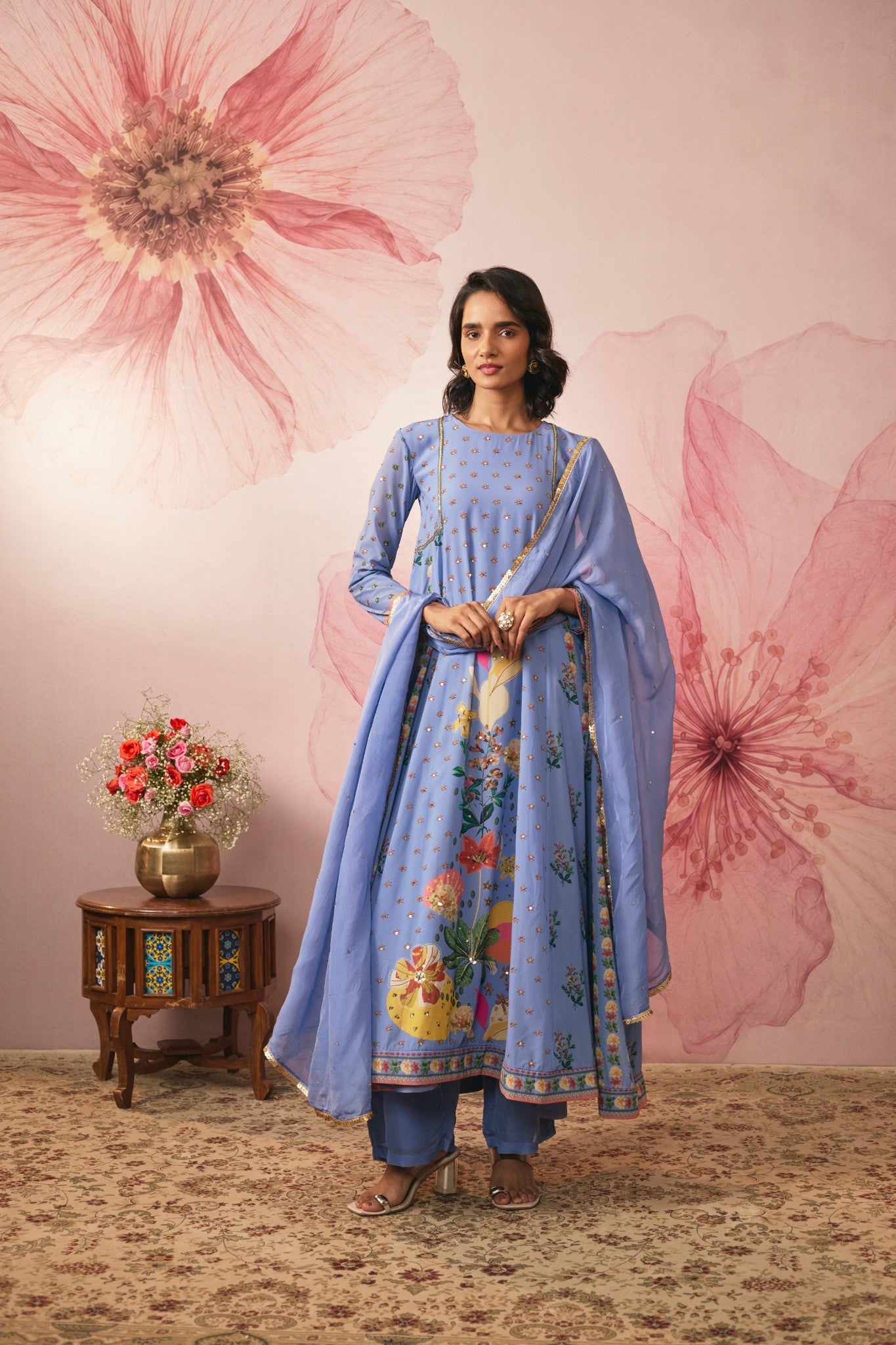 LILAC FLORAL PRINTED KURTA SET