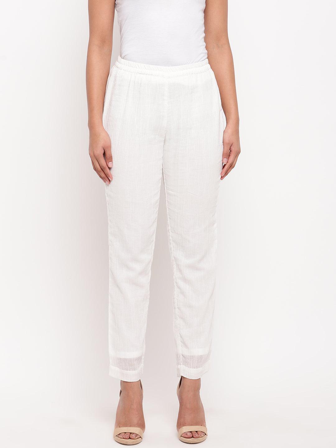 White Crinkled Pant - trueBrowns