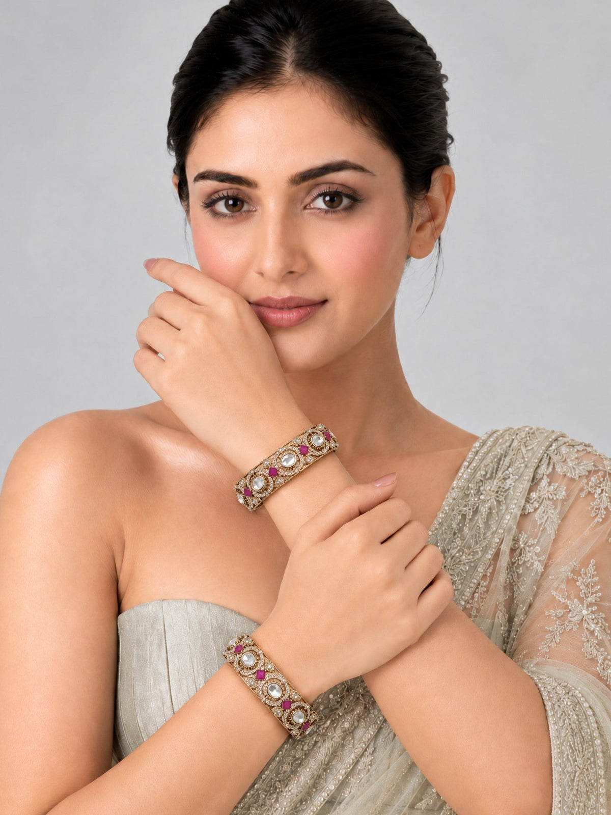Ruby Moissanite Polki Bangles
