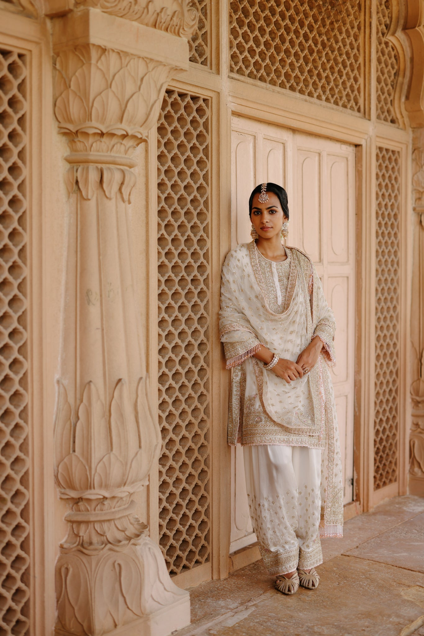 Ansha - Daisy Ivory Short Kurta Set with Salwar & Dupatta