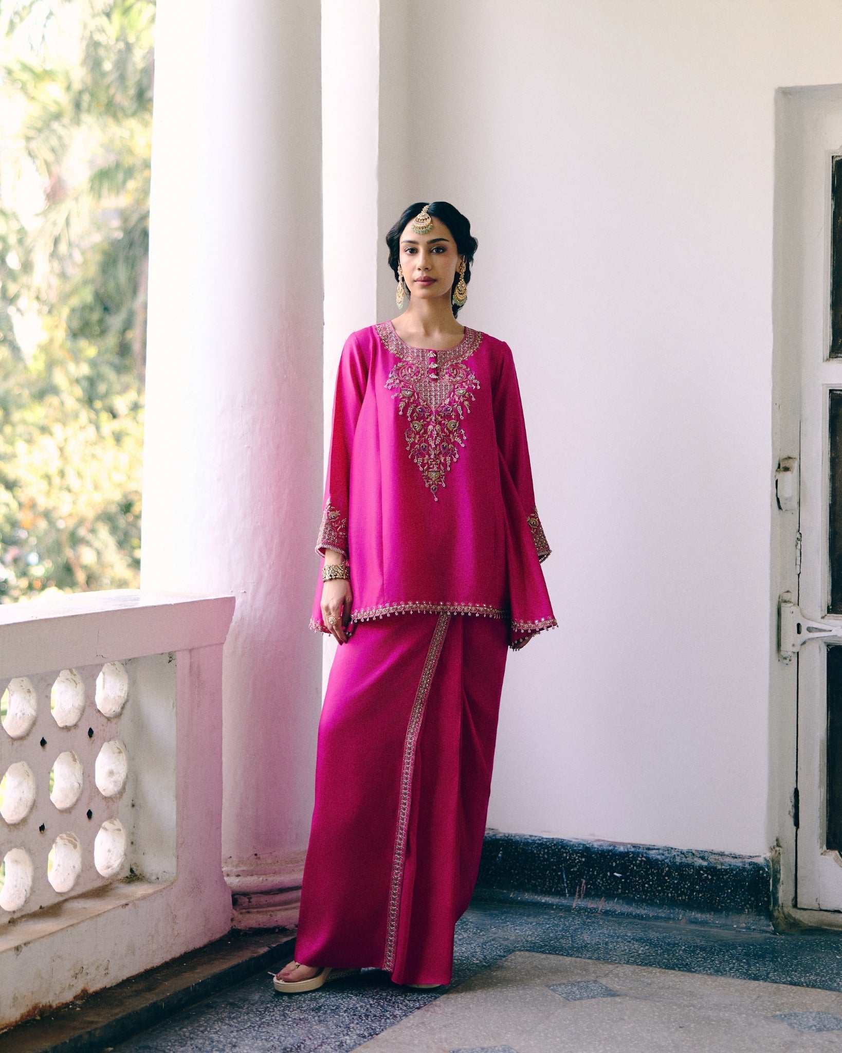 Ease in Fuchsia Sarong Set