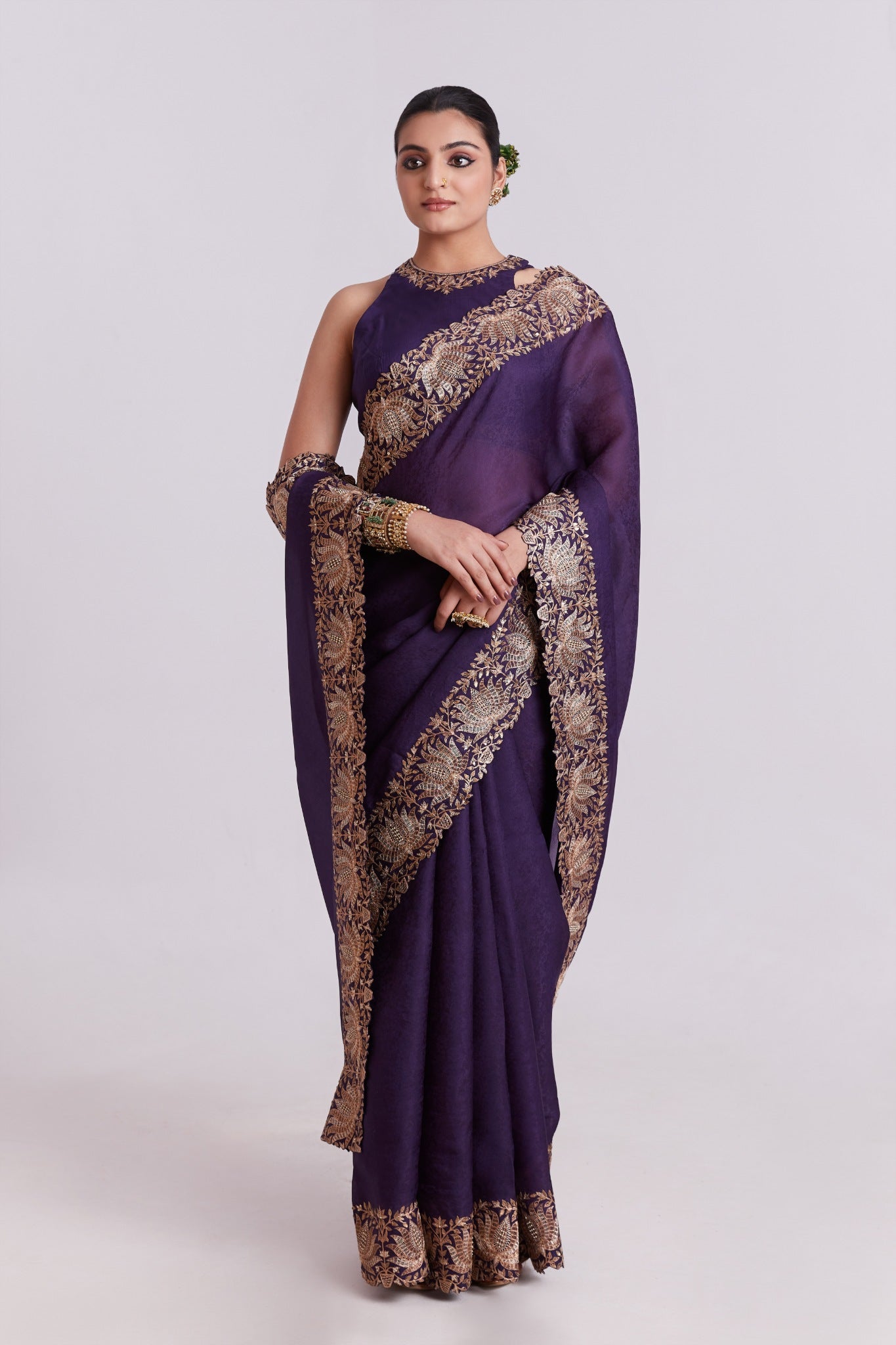 Lotus border saree
