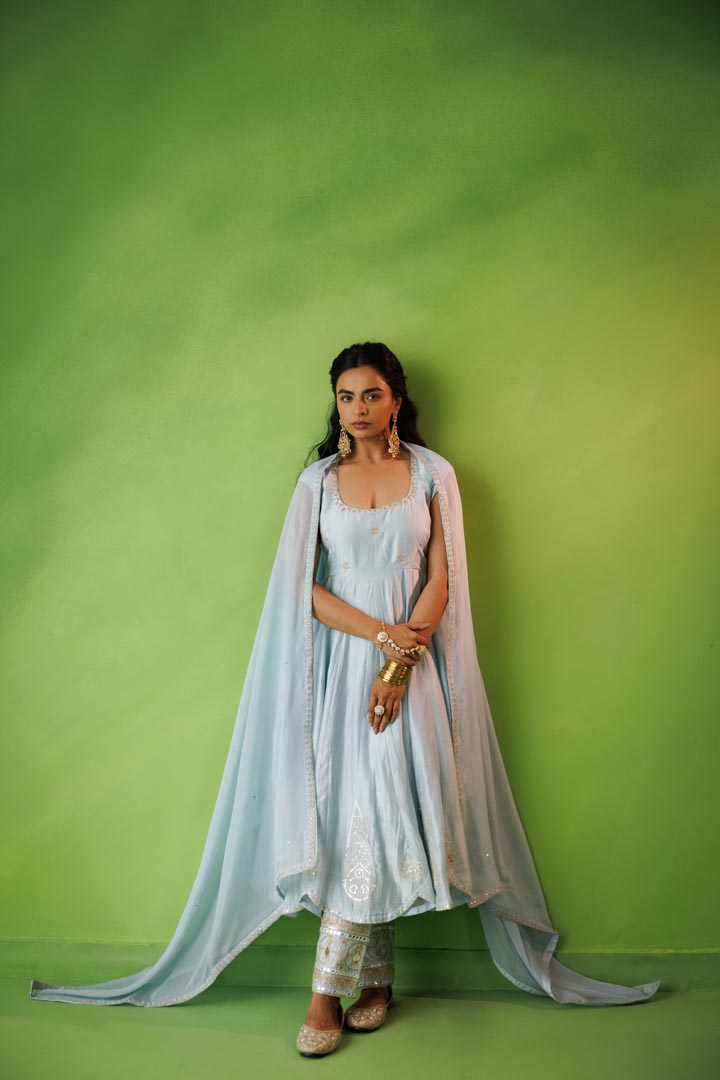 Powder Blue anarkali set