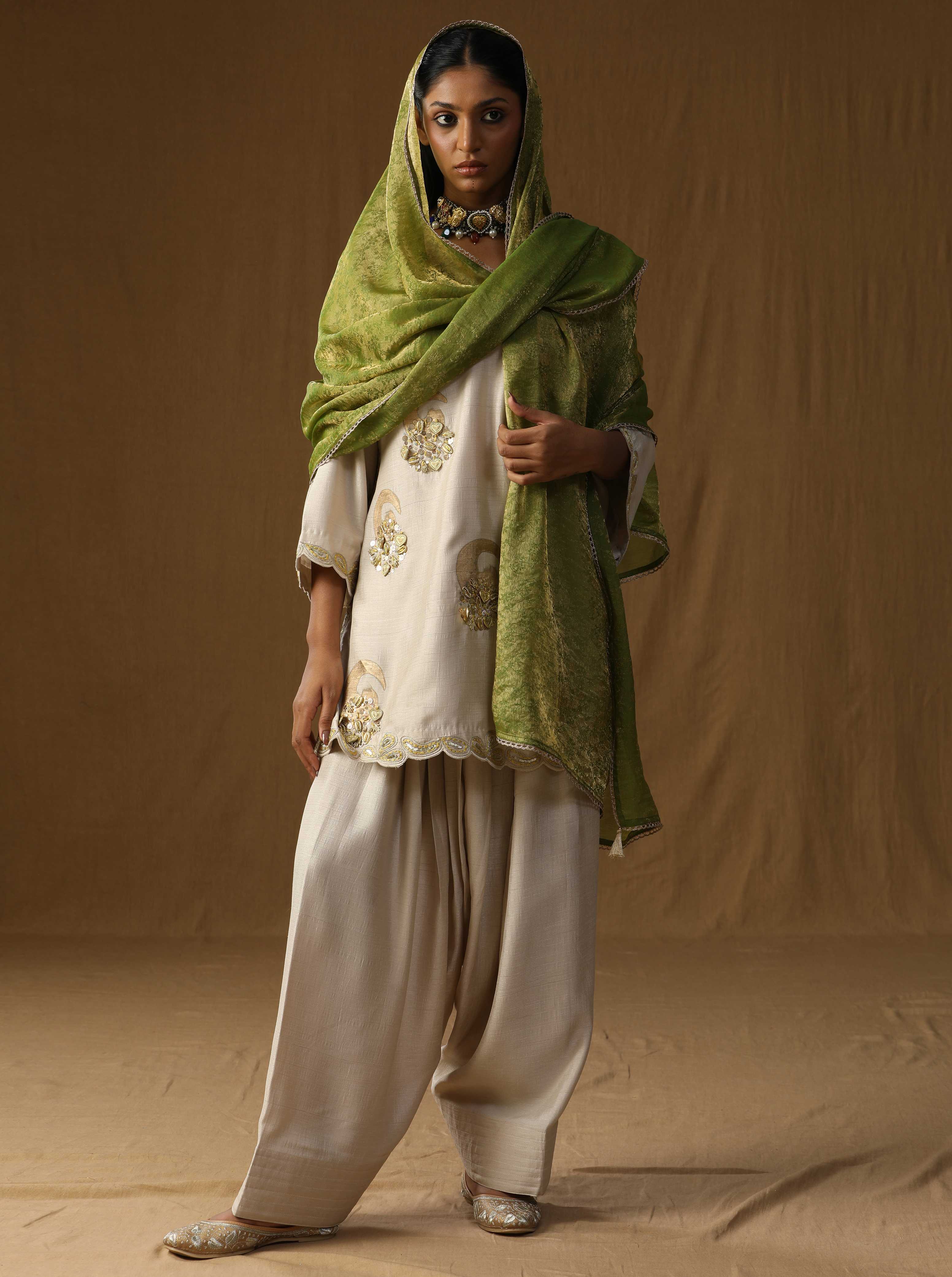Vrind? � Beige Mritika Embroidered Suit Set