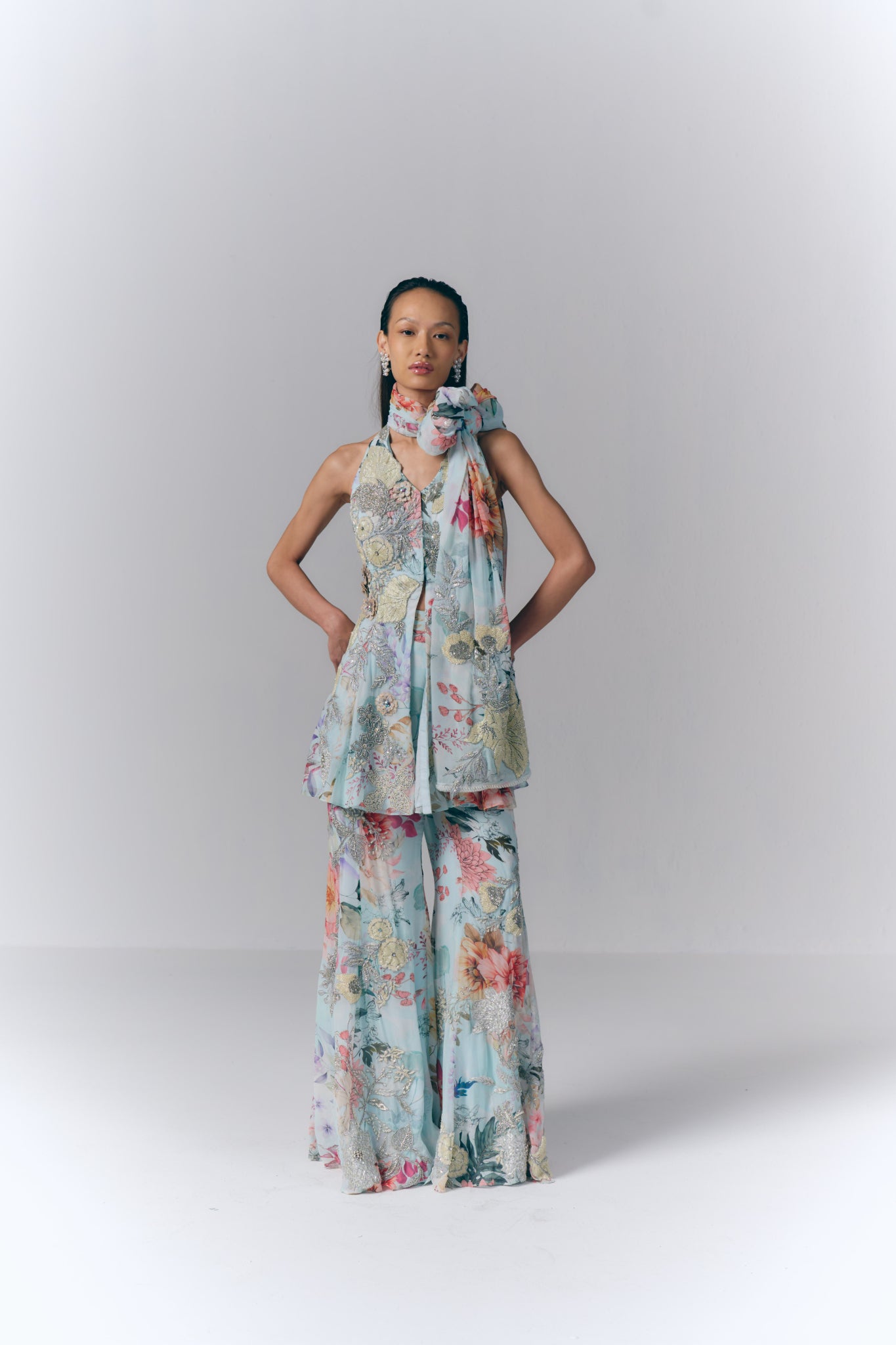 Aqua Mist peplum Set