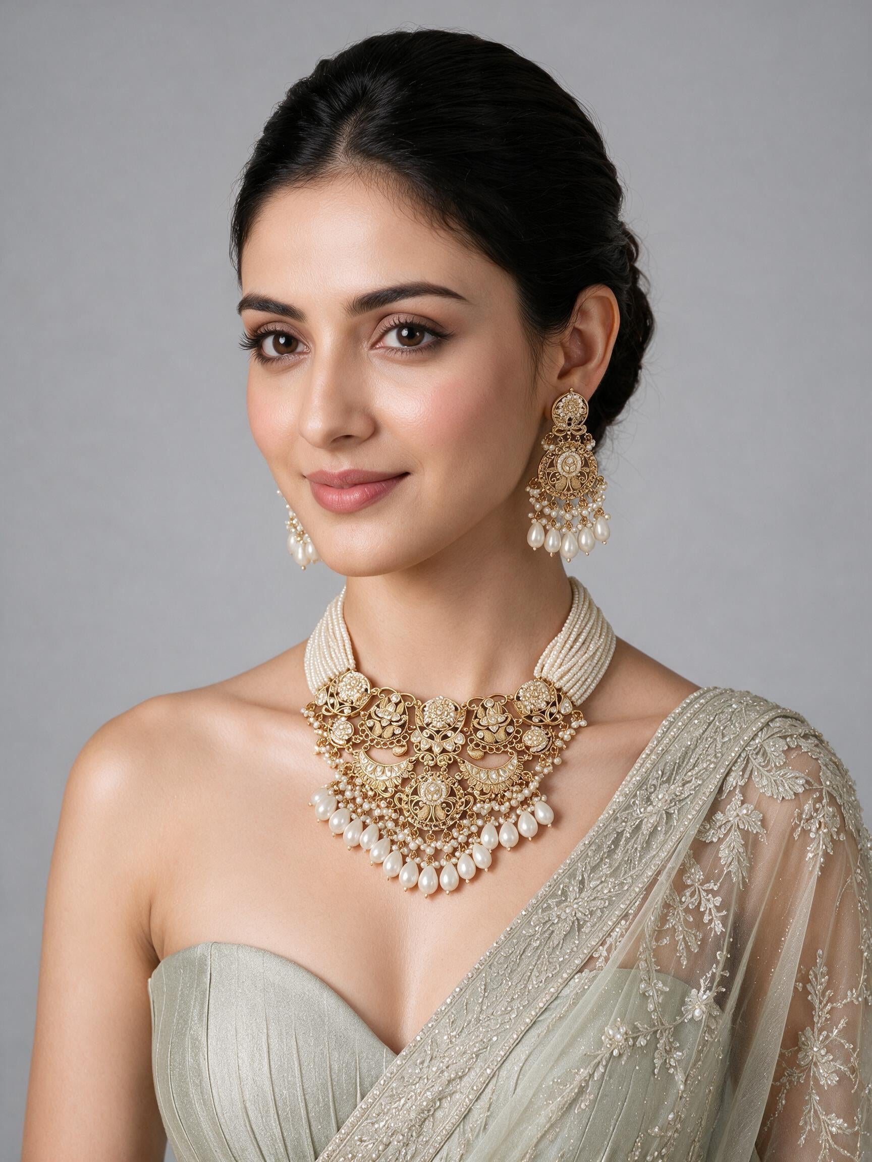 Pearl Kundan Layered Statement Necklace Set
