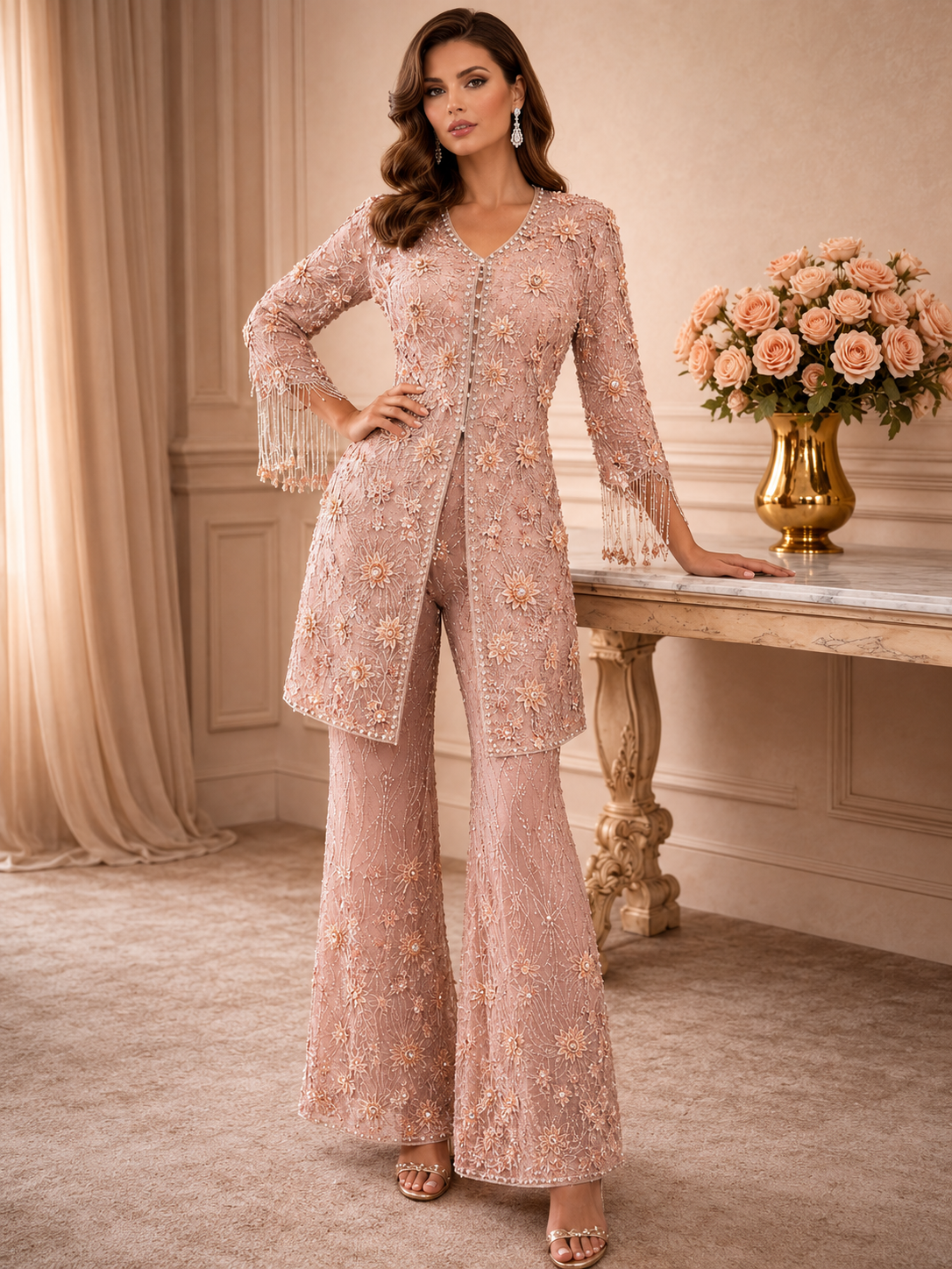 pastel pink Sharara set