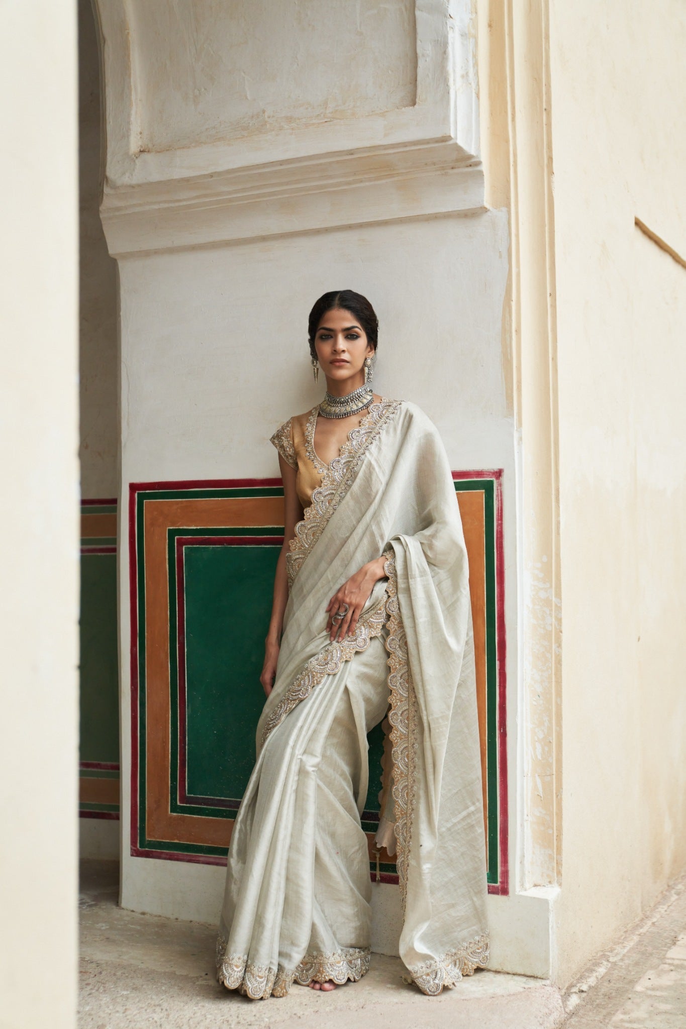 Chandi jodha saree