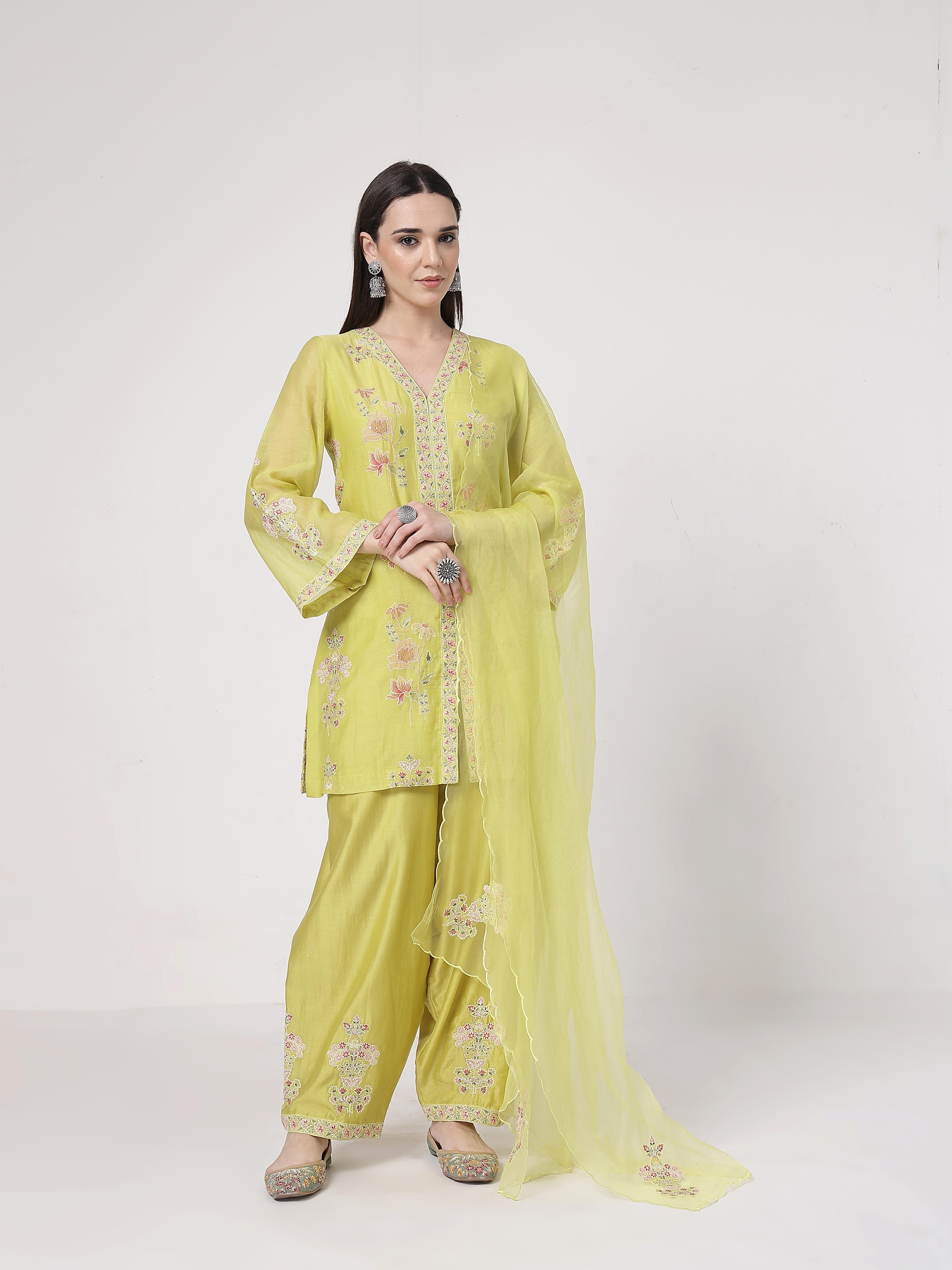 Lime Green A-line Suit Set