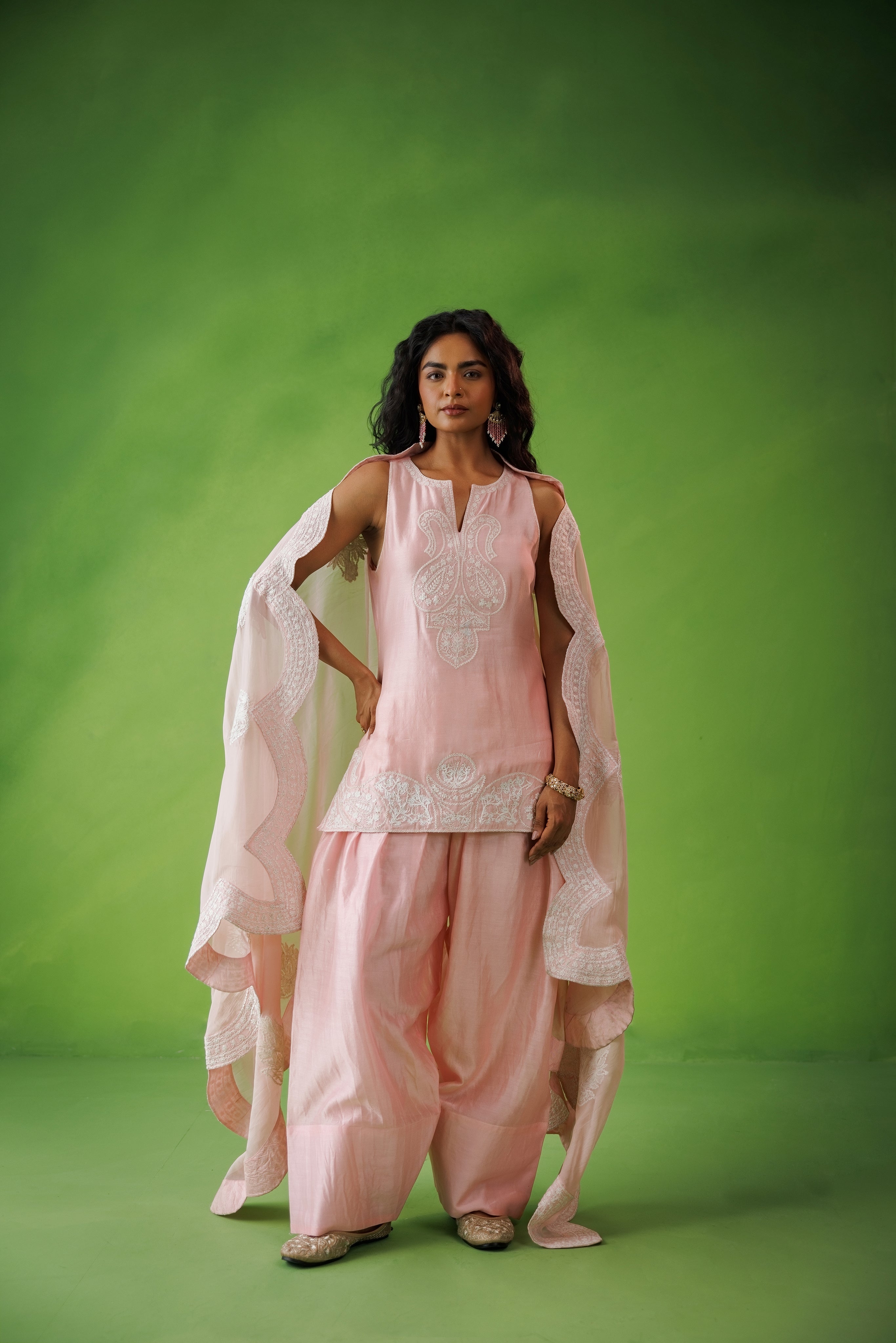 Baby pink farshi salwar set