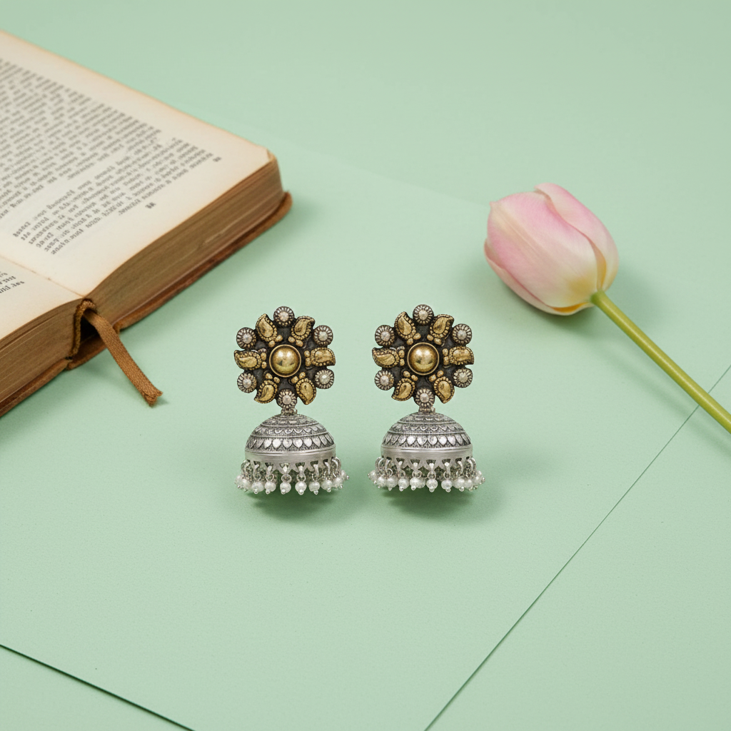 Sangeeta Boochra Handcrafted Silver Statement Earrings