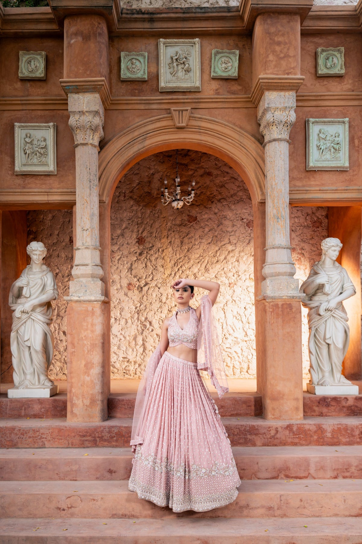 Noor Pink Embroidered Lehenga Set