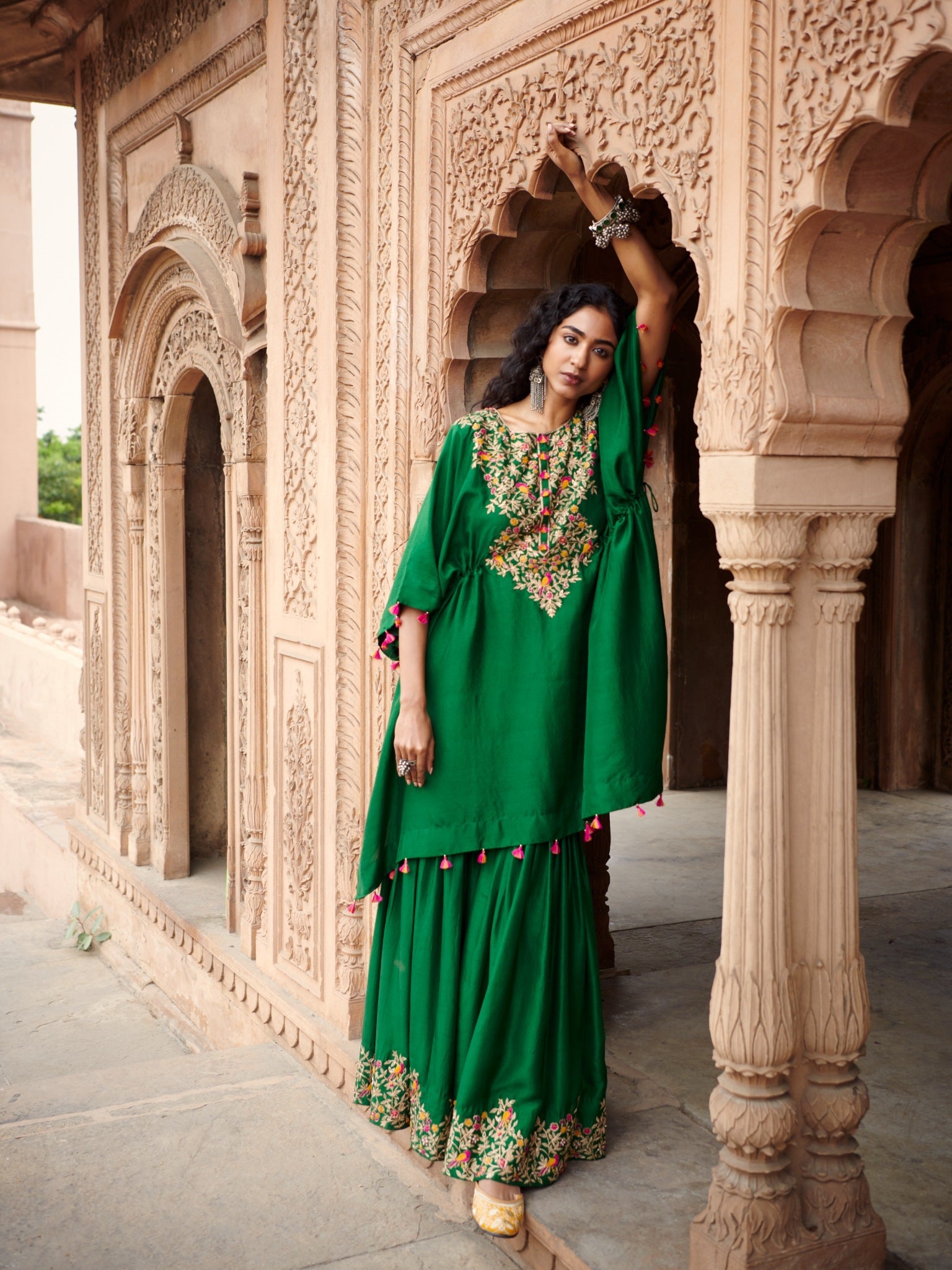 embroidered Kaftan with a sharara