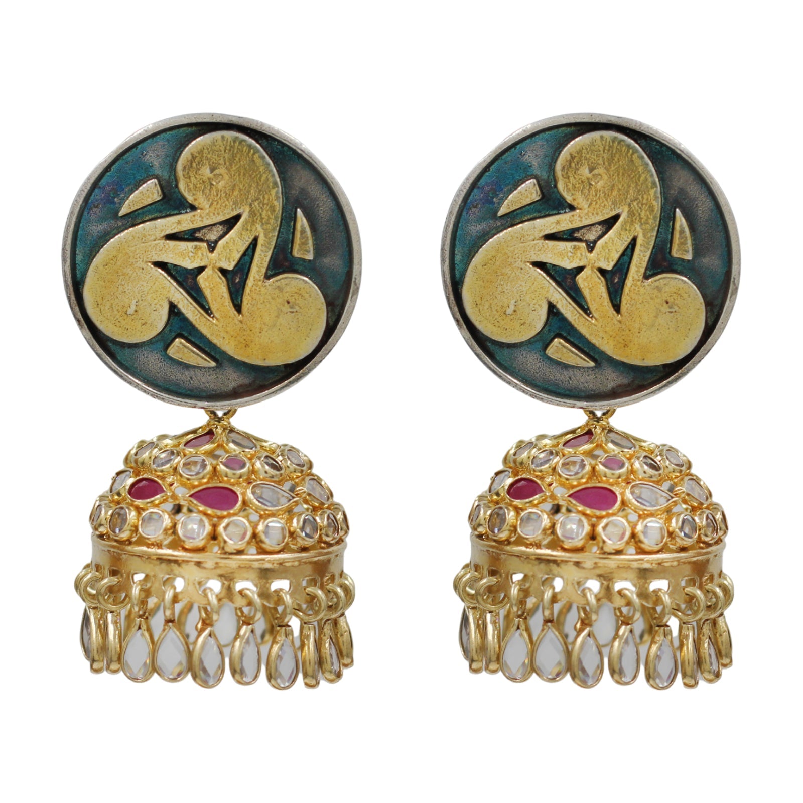 Sangeeta Boochra Artisan Dual Tone Silver Statement Earrings