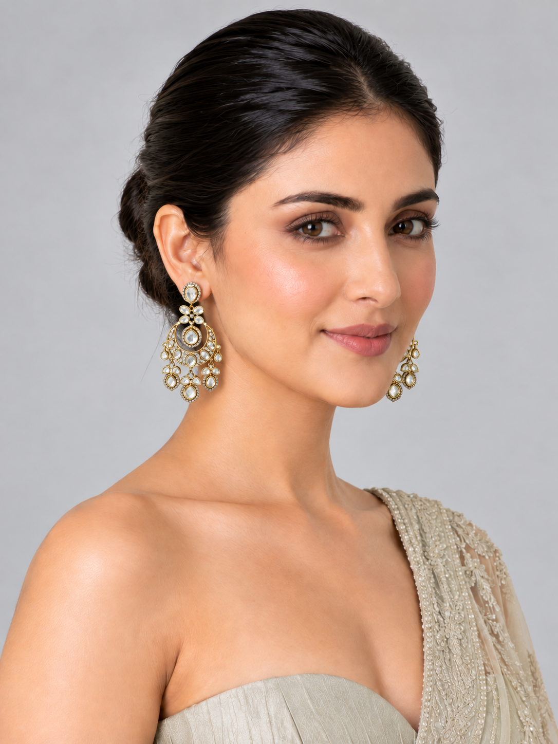 Moissanite Polki Statement Earrings