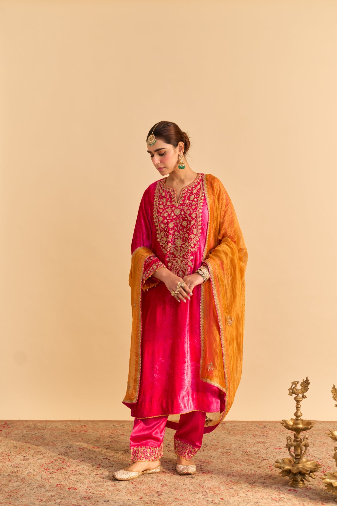 Fareeha - Hotpink Kurta with Salwar and Dupatta