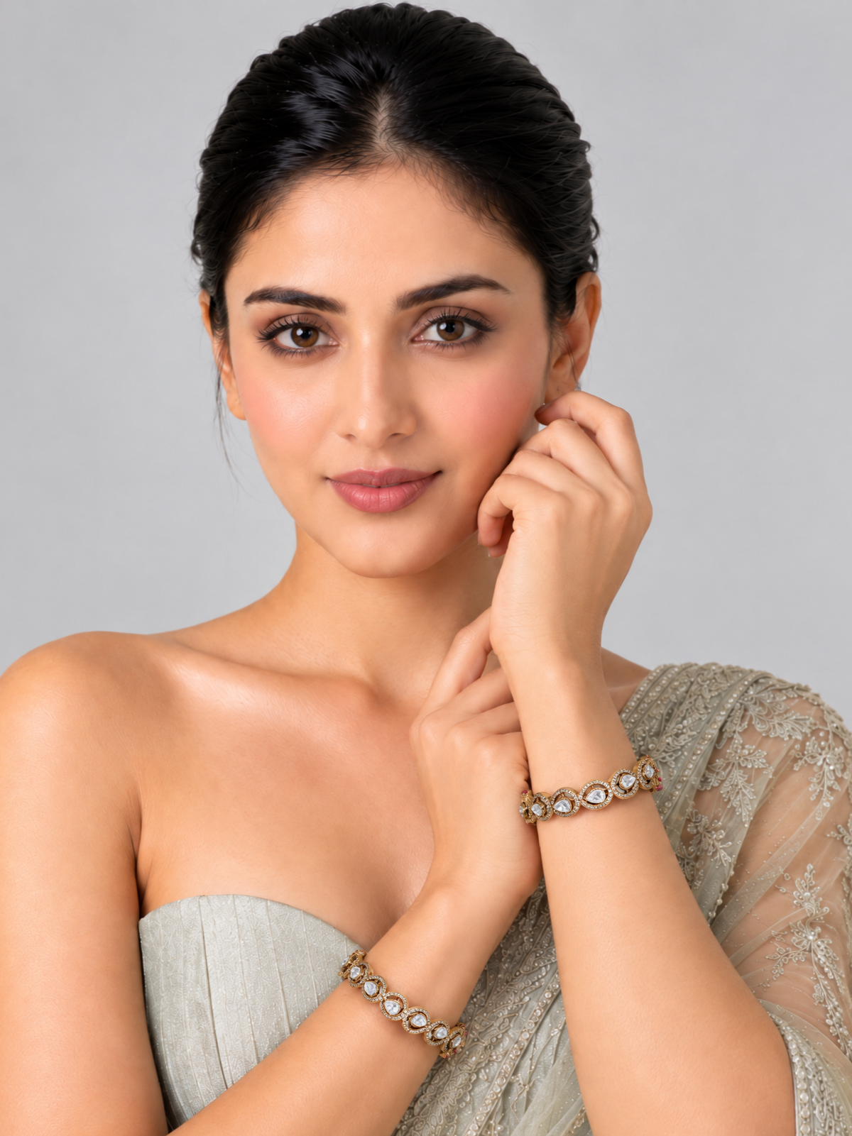 Classic Moissanite Polki Link Bangles