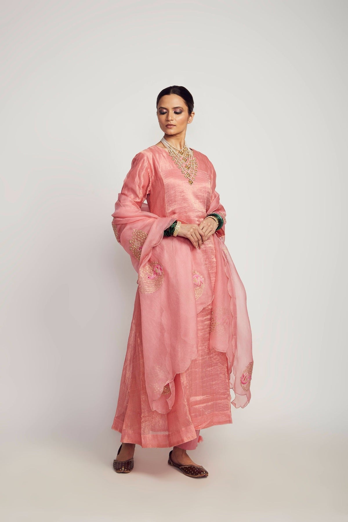 Stripe zari kurta set