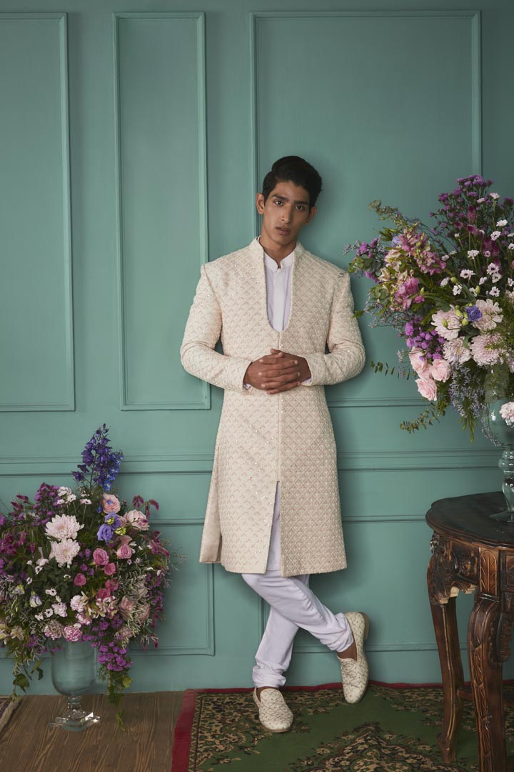 Cloude Cream Sherwani Set