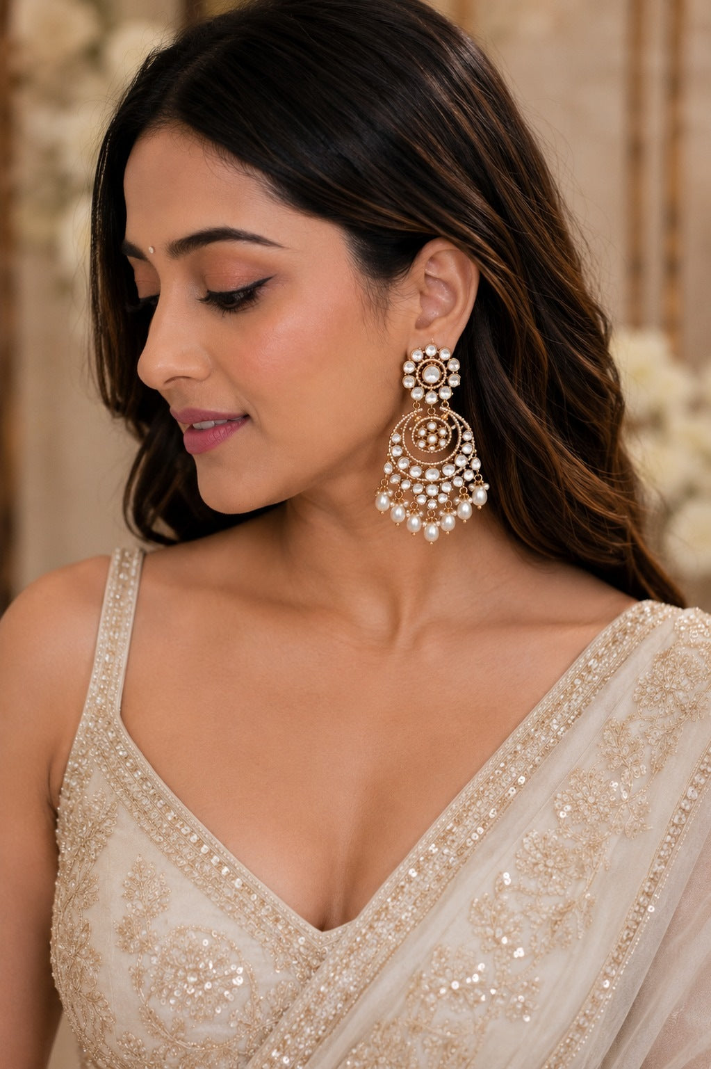 Pearl Chandbali Earring