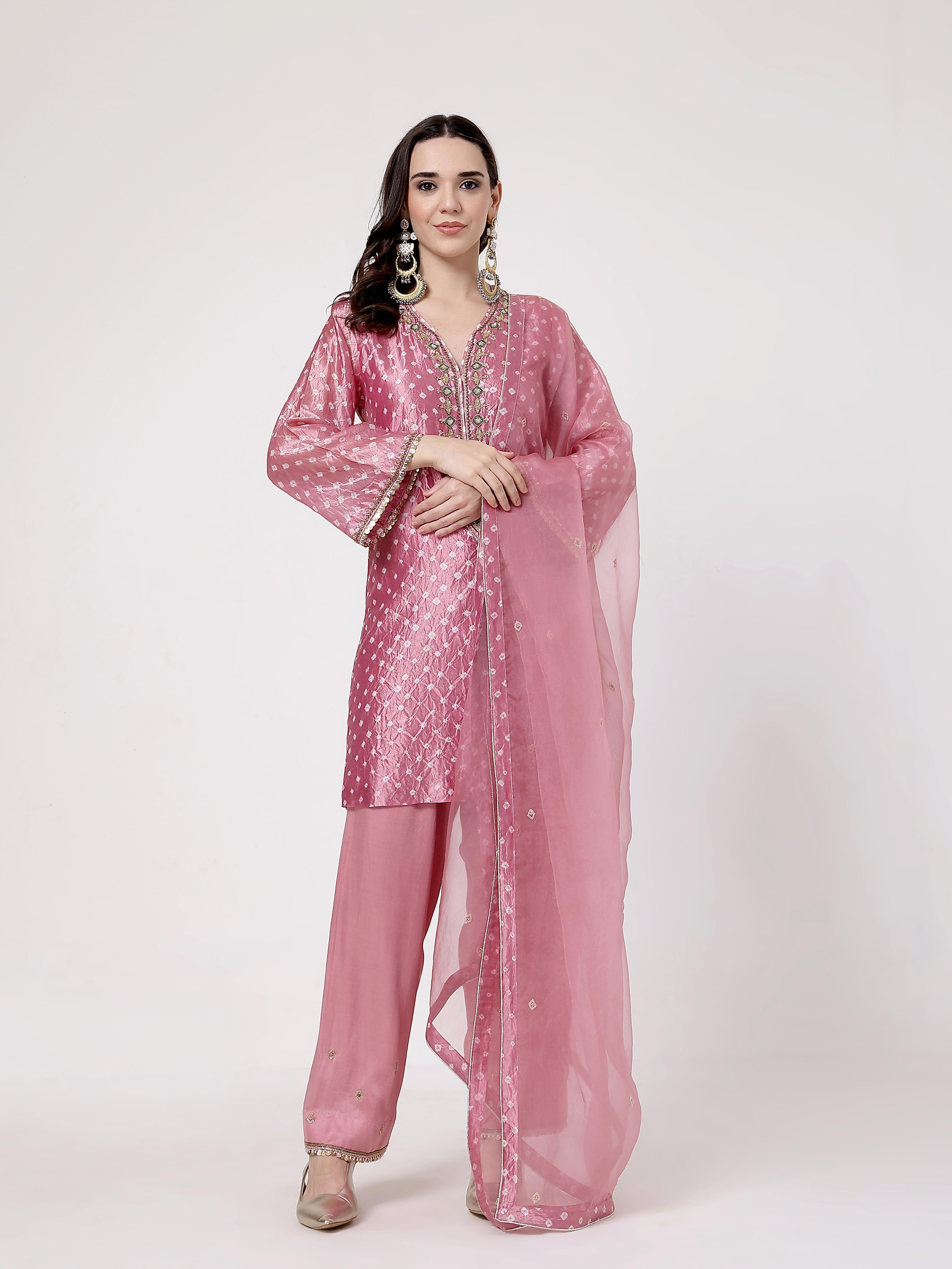 Blush Pink Bandhani Set