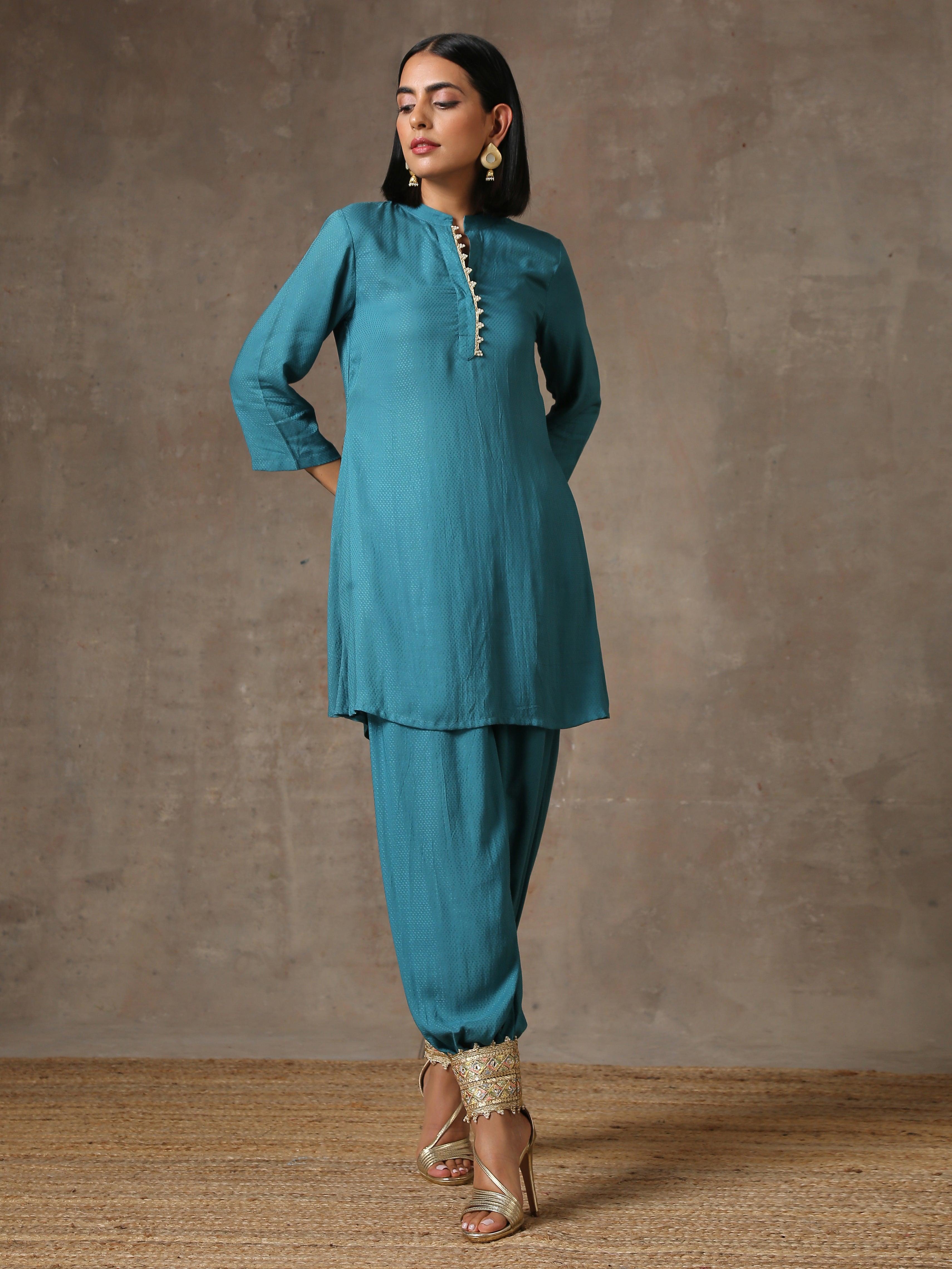 The Kate - Aqua Solid Textured Co-Ord Set - trueBrowns